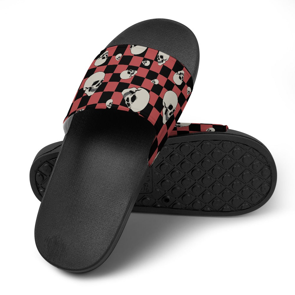 Checkers and Skulls PVC Sandals for Women - Comfortable Non-Slip Beach Shoes for Summer, Outdoor, and Casual Wear