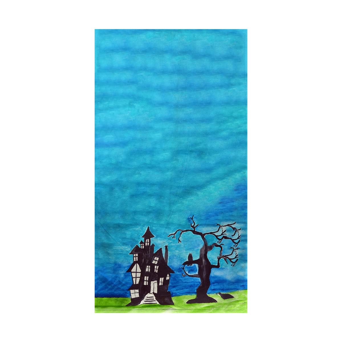 Betsy Drake Haunted House Beach Towel - Spooky Halloween Beach Blanket, Super Absorbent & Quick Dry, Perfect for Pool, Beach, Picnics & Halloween Decor