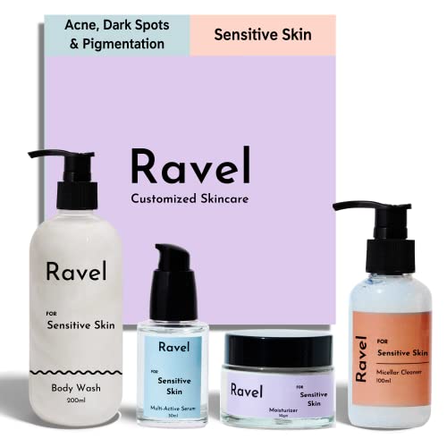 Customized Anti-Acne Dark Spot Treatment Kit for Sensitive Skin - Brightening Serum, Gentle Cleanser, Hydrating Moisturizer & Soothing Body Wash (4-Piece Set) | Fights Acne, Reduces Pigmentation & Promotes Glowing Skin | Perfect for Daily Skincare Routine & Post-Breakout Recovery