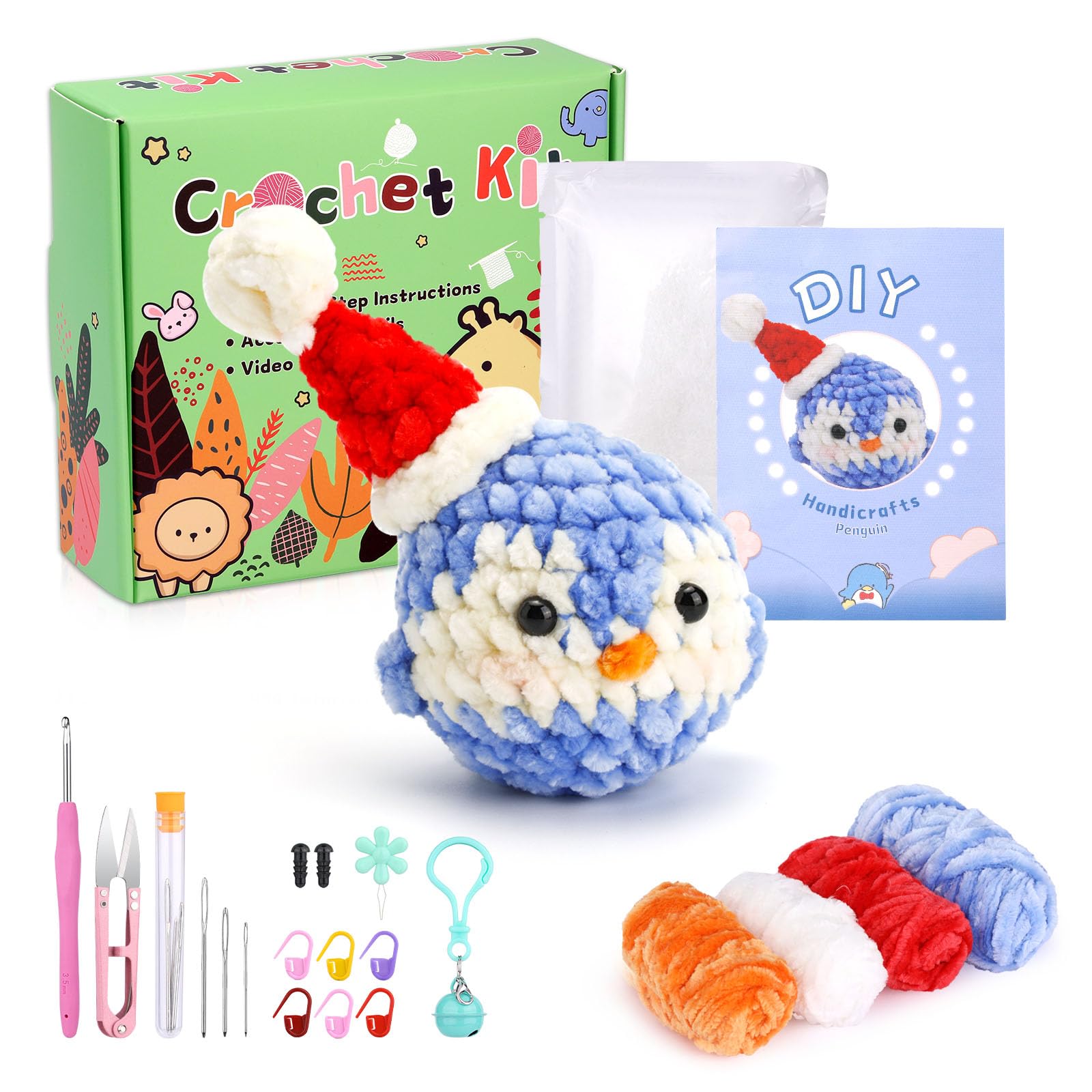 UzecPk Complete Crochet Starter Kit for Beginners - DIY Animal Amigurumi Making Kit for Adults & Teens - Perfect Gift for Craft Lovers | Great for Relaxation, Home Decor & Handmade Gifts