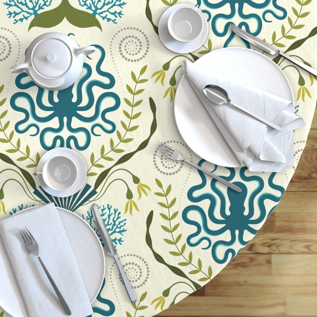 Nautical Damask Victorian Octopus Tablecloth - 70