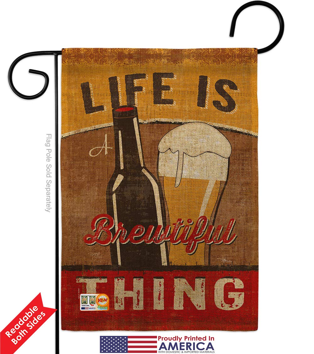 Burlap Garden Flag Set with Stand - Funny Quote for Yard & Home Decor