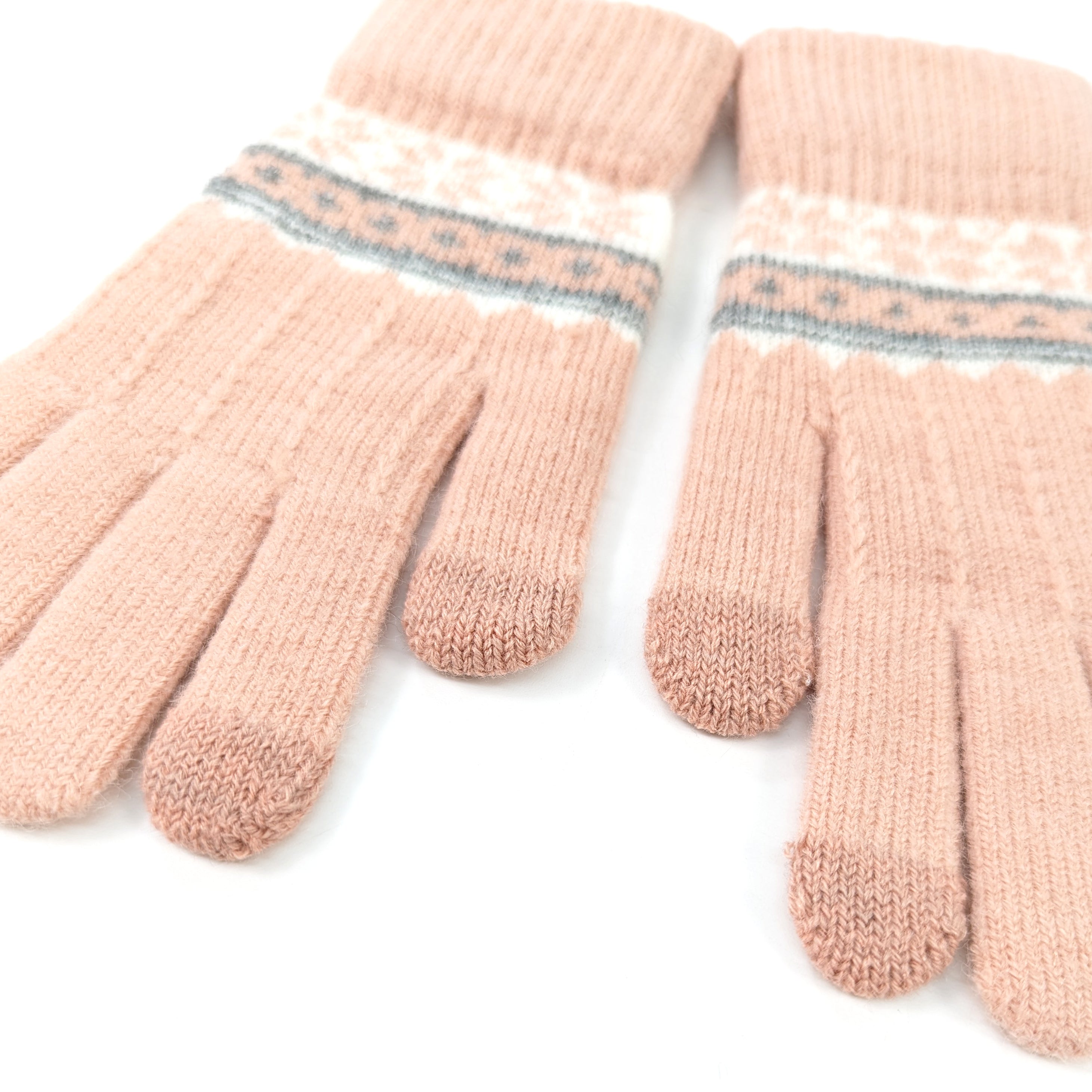 Nordic Style Winter Gloves for Women - Soft Warm Pink Knitted Gloves - Perfect for Cold Weather, Outdoor Activities, and Fashion Accessories