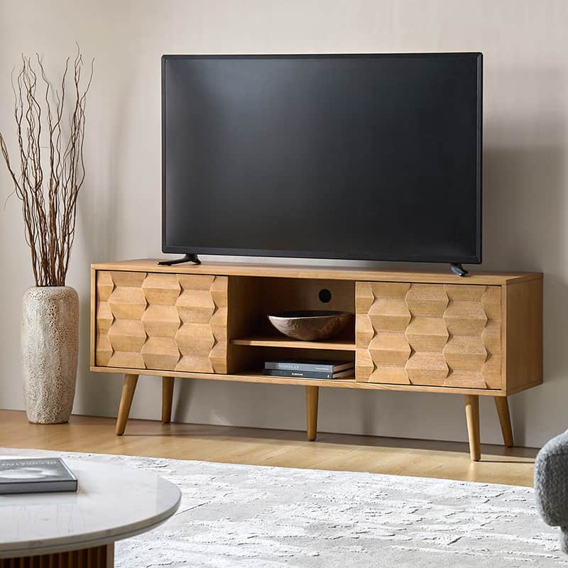 Velasco Mid Century Modern TV Stand with Built-in Cable Management - Stylish Entertainment Center for Living Room & Home Theater Setup