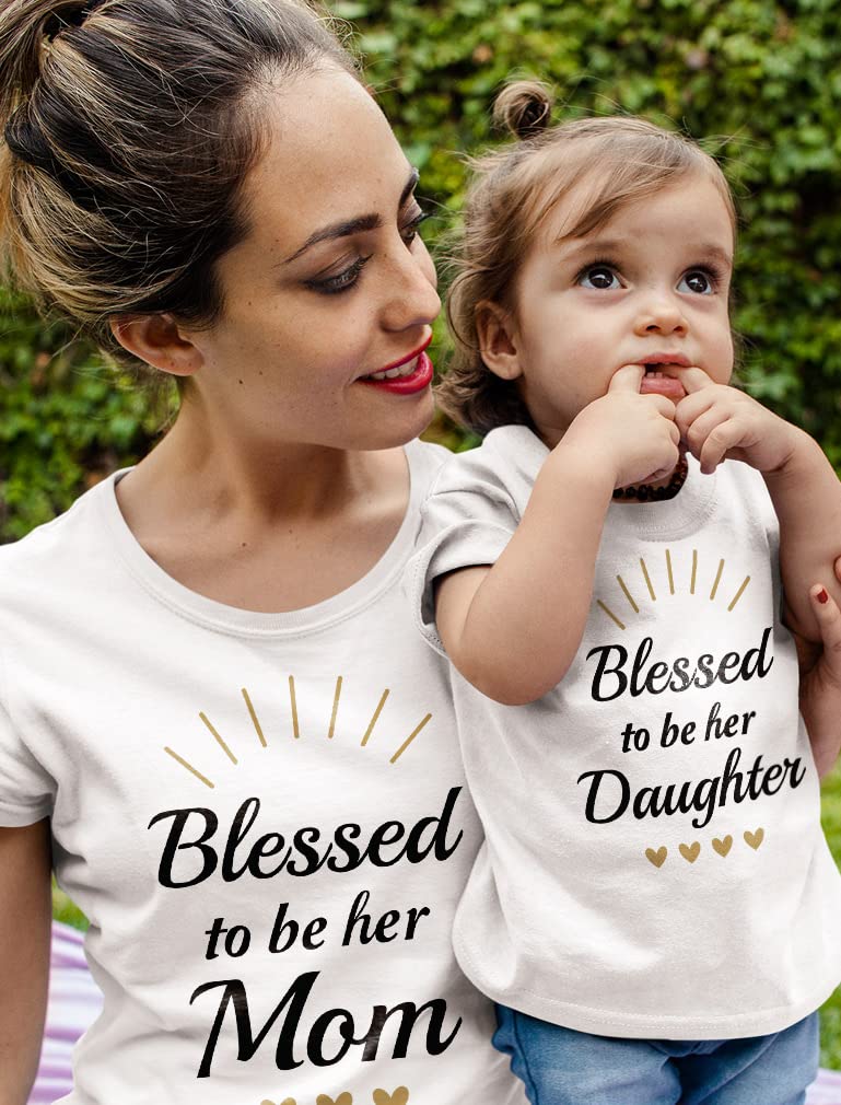 Blessed Mom and Daughter Matching Shirts Set - Cute Toddler & Kids Outfits for Mothers Day - Mommy & Me Gifts for Special Occasions, Family Photos, and Birthday Celebrations