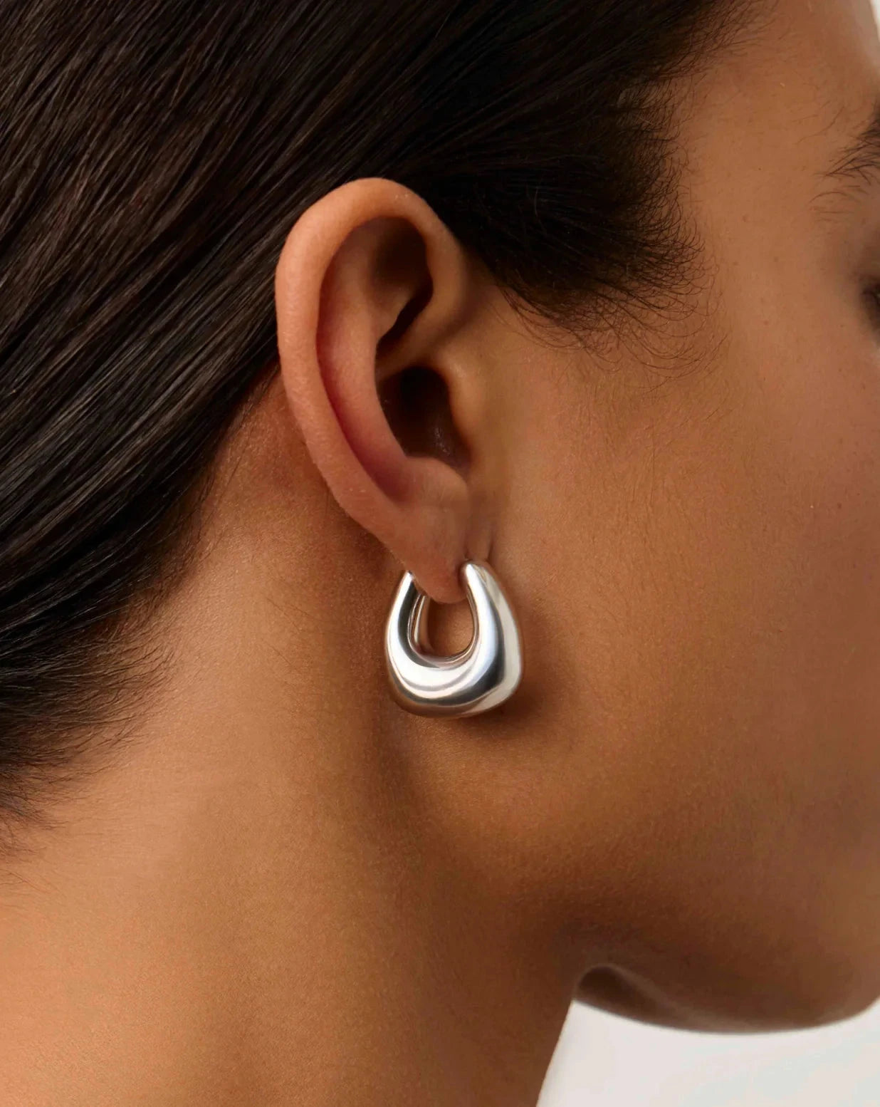Stylish Sculptural Chubby Small Hoop Earrings - Silver Plated Dainty Jewelry for Women | Perfect for Everyday Wear, Date Nights & Gift Giving