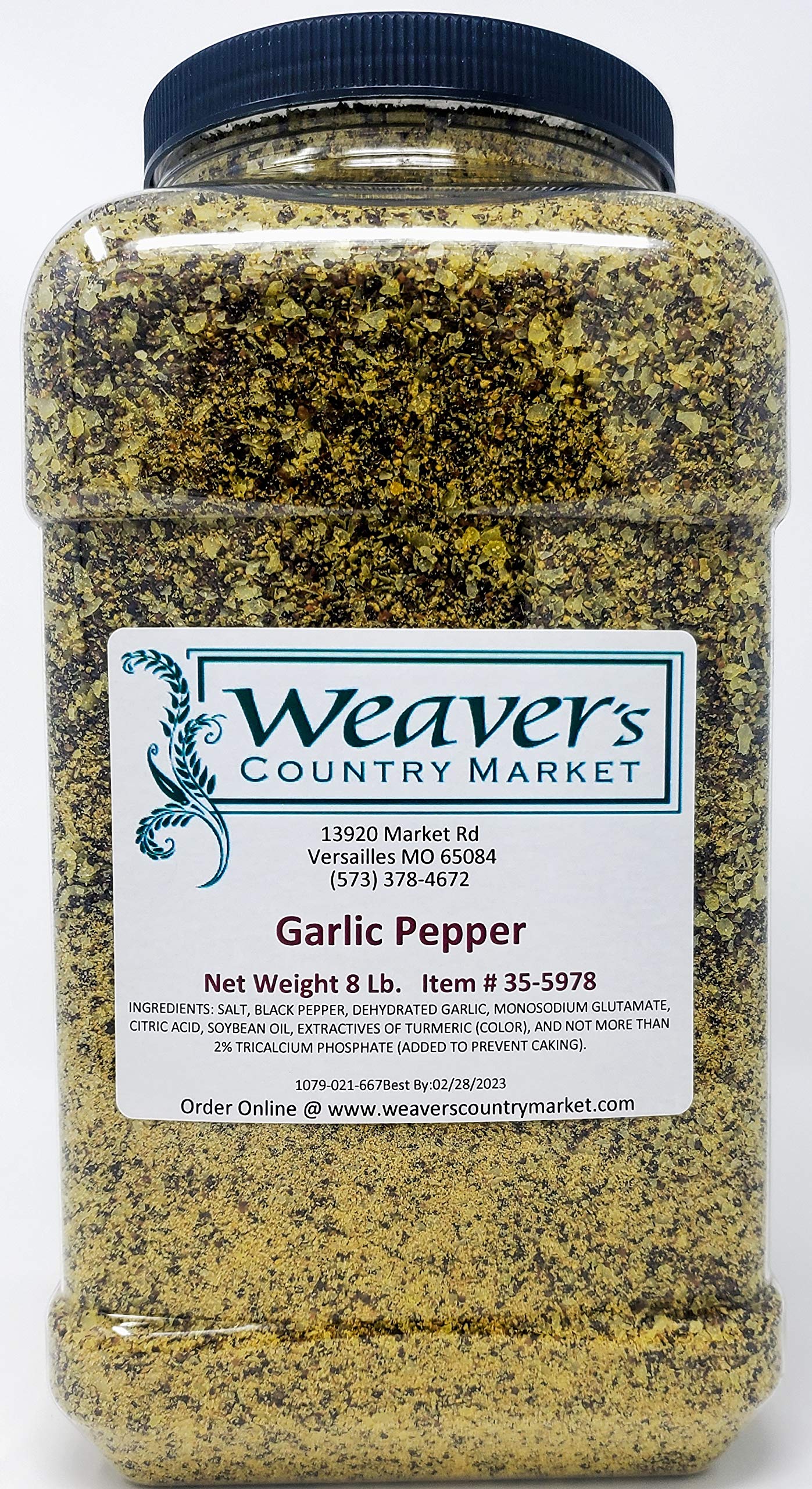 Weaver's Country Market Garlic Pepper Seasoning - 8 Lbs Bulk Size | All-Purpose Spice Blend for Grilling, Roasting & Cooking | Restaurant & Home Kitchen Use