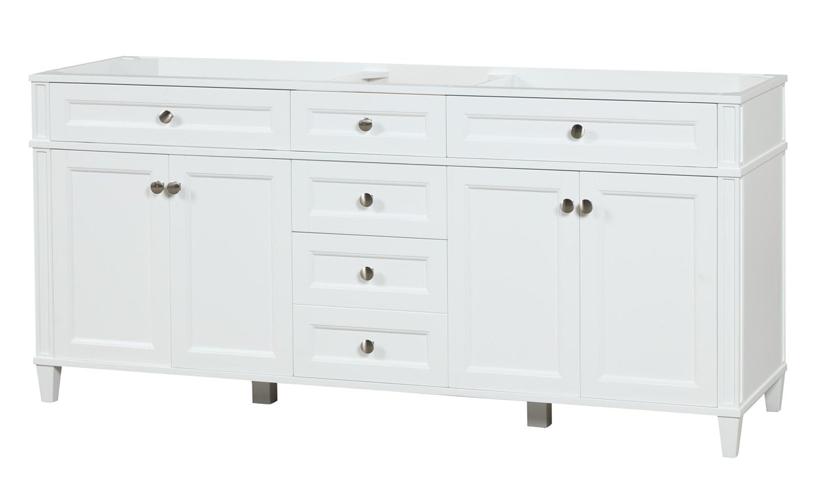 Kensington 71.5 Inch White Solid Wood Bathroom Vanity Cabinet Only - Perfect for Modern Master Bathrooms & Powder Rooms