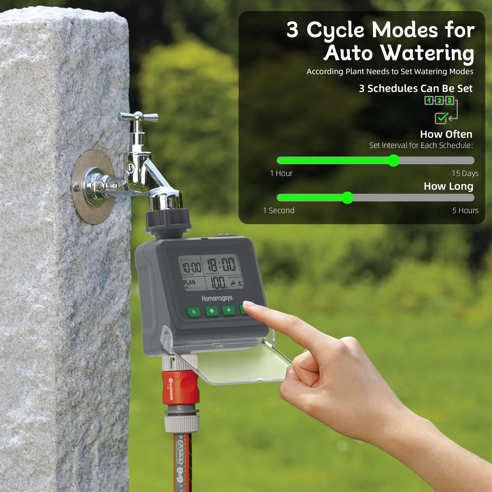 Smart Sprinkler Timer for Garden Hose - Programmable Water Timer with Rain Delay, 3 Watering Modes & Digital Display | Outdoor Irrigation Controller for Lawn, Yard, Garden | Perfect for Automatic Watering Systems (1 Outlet) | Save Water & Keep Plants Healthy