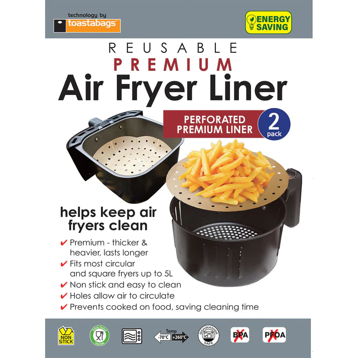 Non-Stick Air Fryer Basket Liners - Reusable & Dishwasher Safe - Perfect for Philips, Ninja, Cosori & More - Ideal for Healthy Cooking & Easy Cleanup