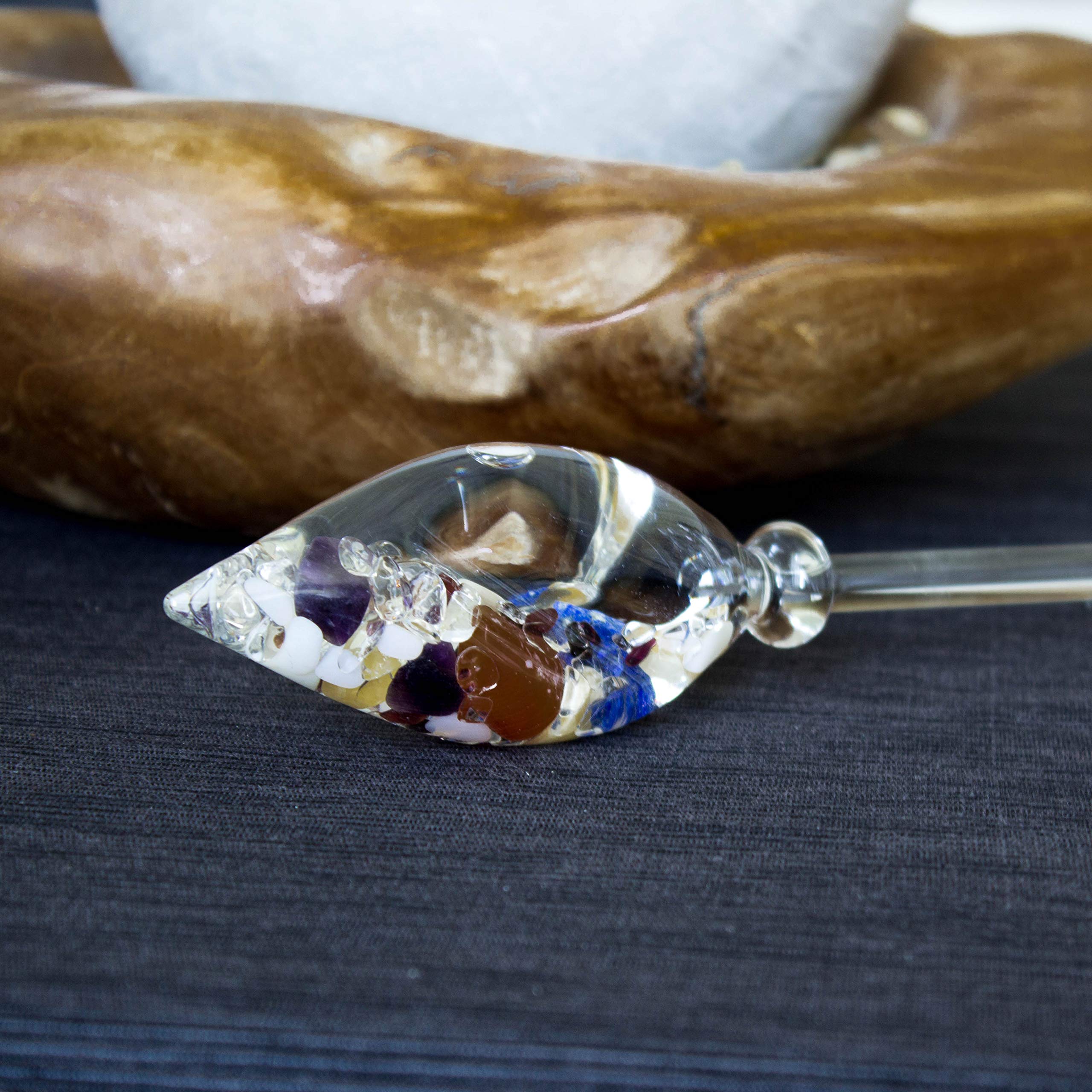 VitaJuwel Ayurvedic Gemstone Vial with Milk Opal, Amethyst, Clear Quartz, Lapis Lazuli, Garnet, Carnelian & Orange Calcite - Enhance Wisdom, Intuition & Joy - Perfect for Meditation, Yoga & Energy Healing