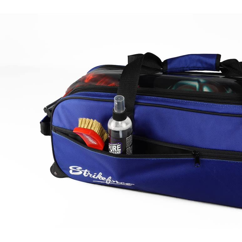 KR Strikeforce Eliminator Royal Triple Roller Tote Bowling Bag - Premium 3-Wheel Rolling Bowling Case for Travel, Tournaments & League Play (Royal Blue) - Perfect for Airline Travel, Bowling Competitions & Storage