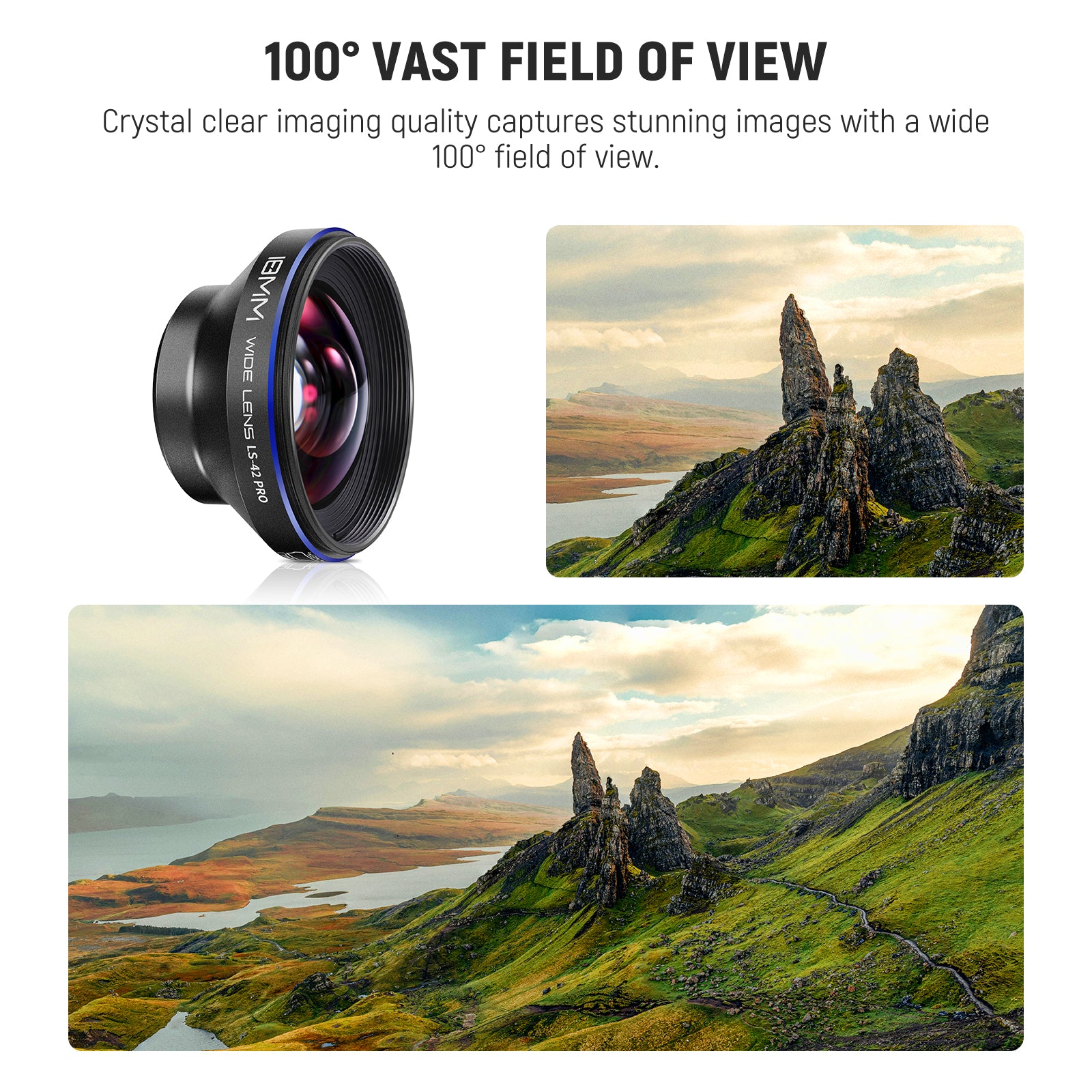 NEEWER LS 42 PRO 18mm 100° Wide Angle Lens with Clip & 67mm Filter Adapter - Perfect for Smartphone Photography, Vlogging, and Travel Shots