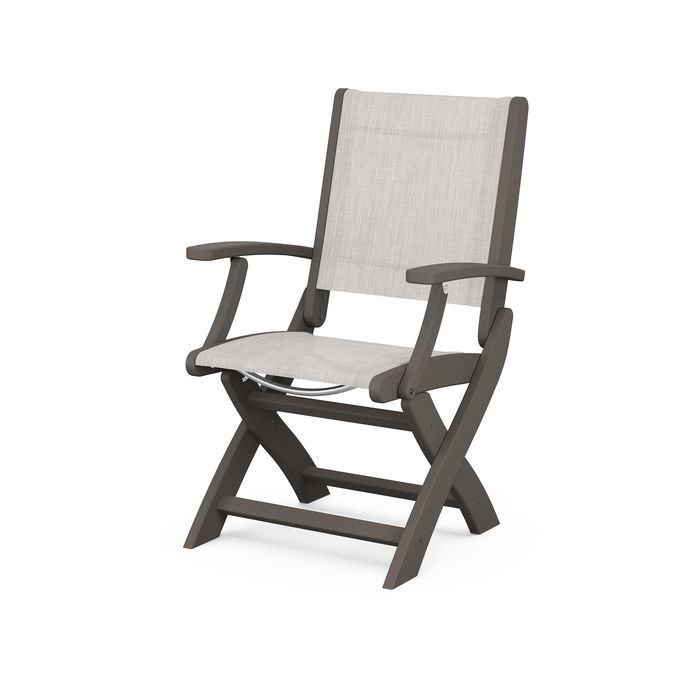 POLYWOOD Coastal Folding Chair - Durable Outdoor Furniture for Patio, Beach & Poolside - Weather-Resistant Adirondack Style Chair with Cup Holder