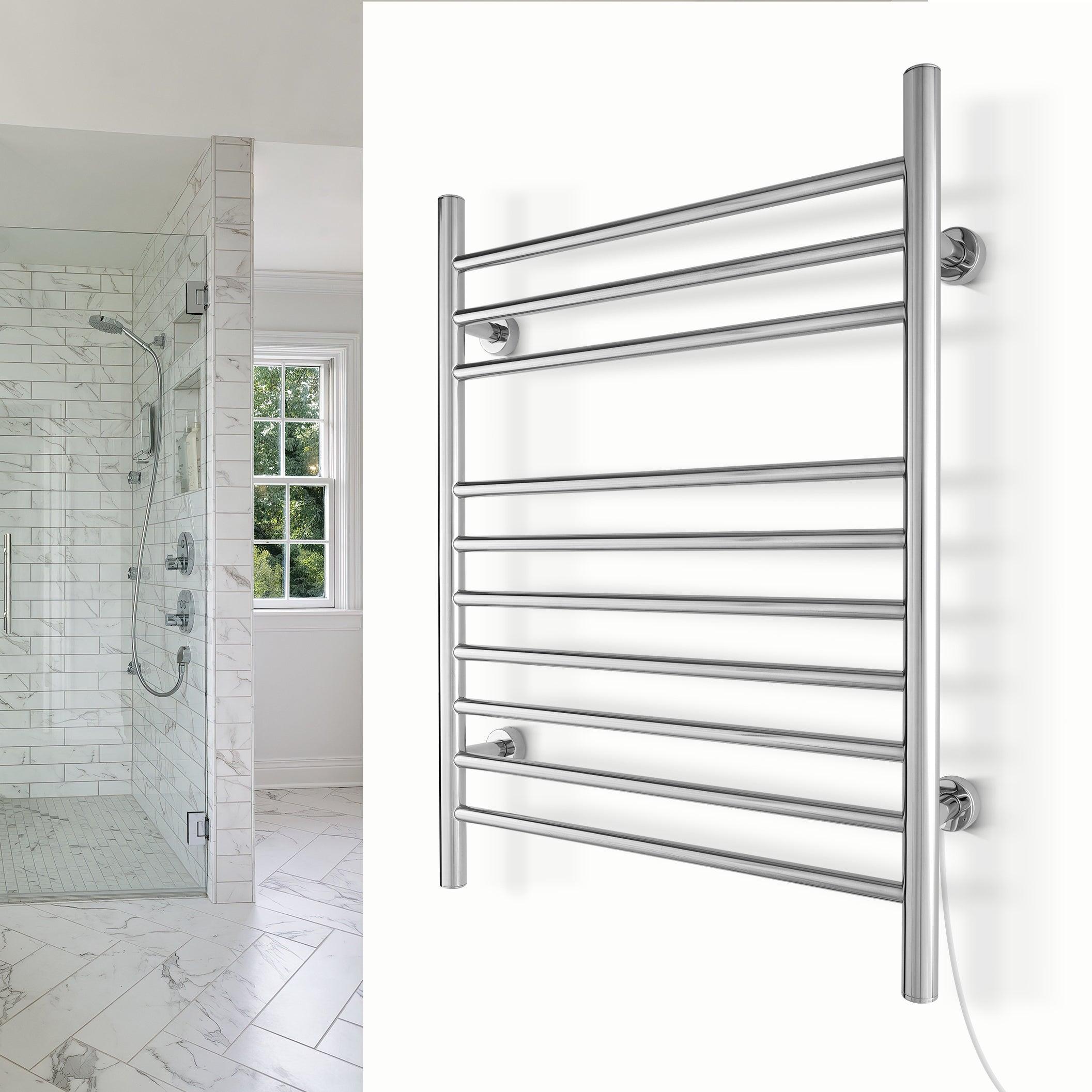 WarmlyYours Infinity Straight Dual Connect Hardwired & Plug-In Electric Towel Warmer 23.6