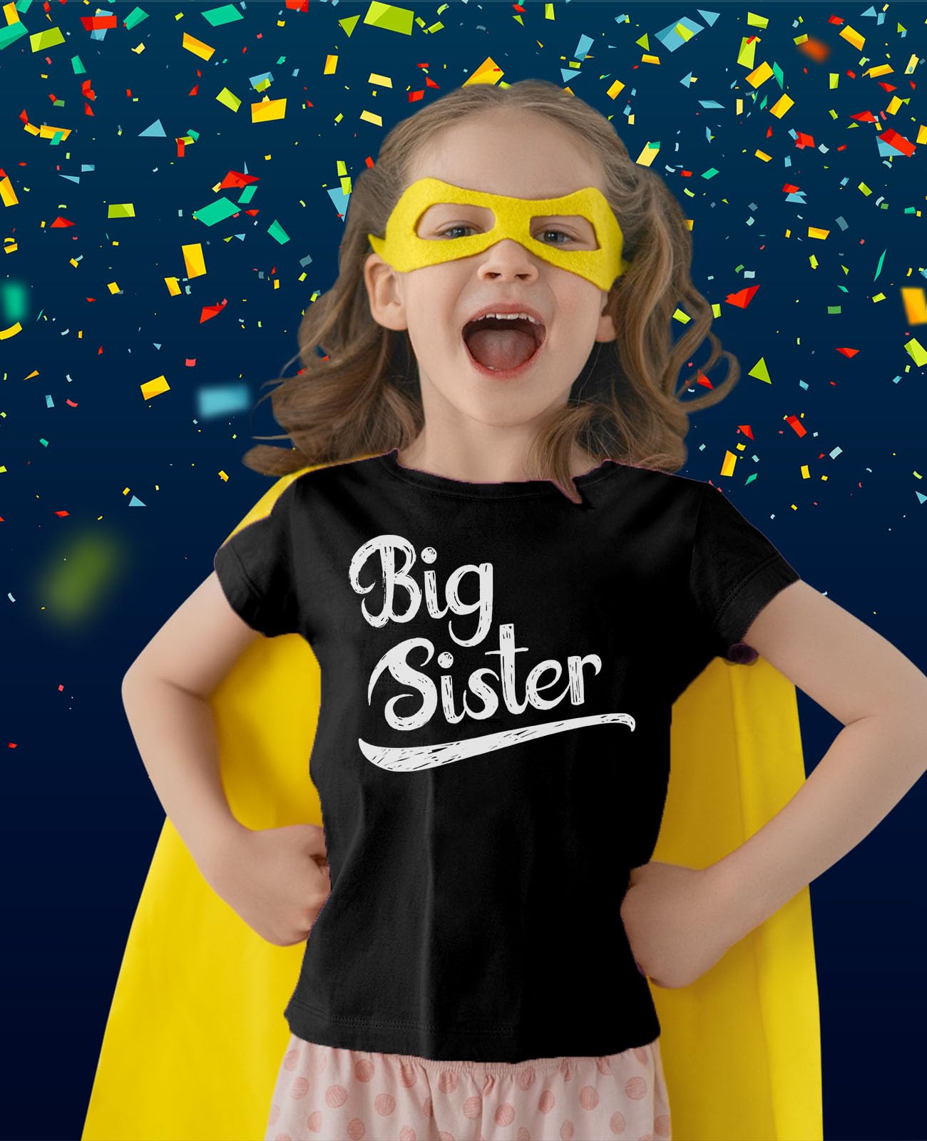 Pregnancy Announcement Gift for Big Sister - Cute Sibling Girls Fitted T-Shirt - Perfect for Gender Reveal & Baby Shower