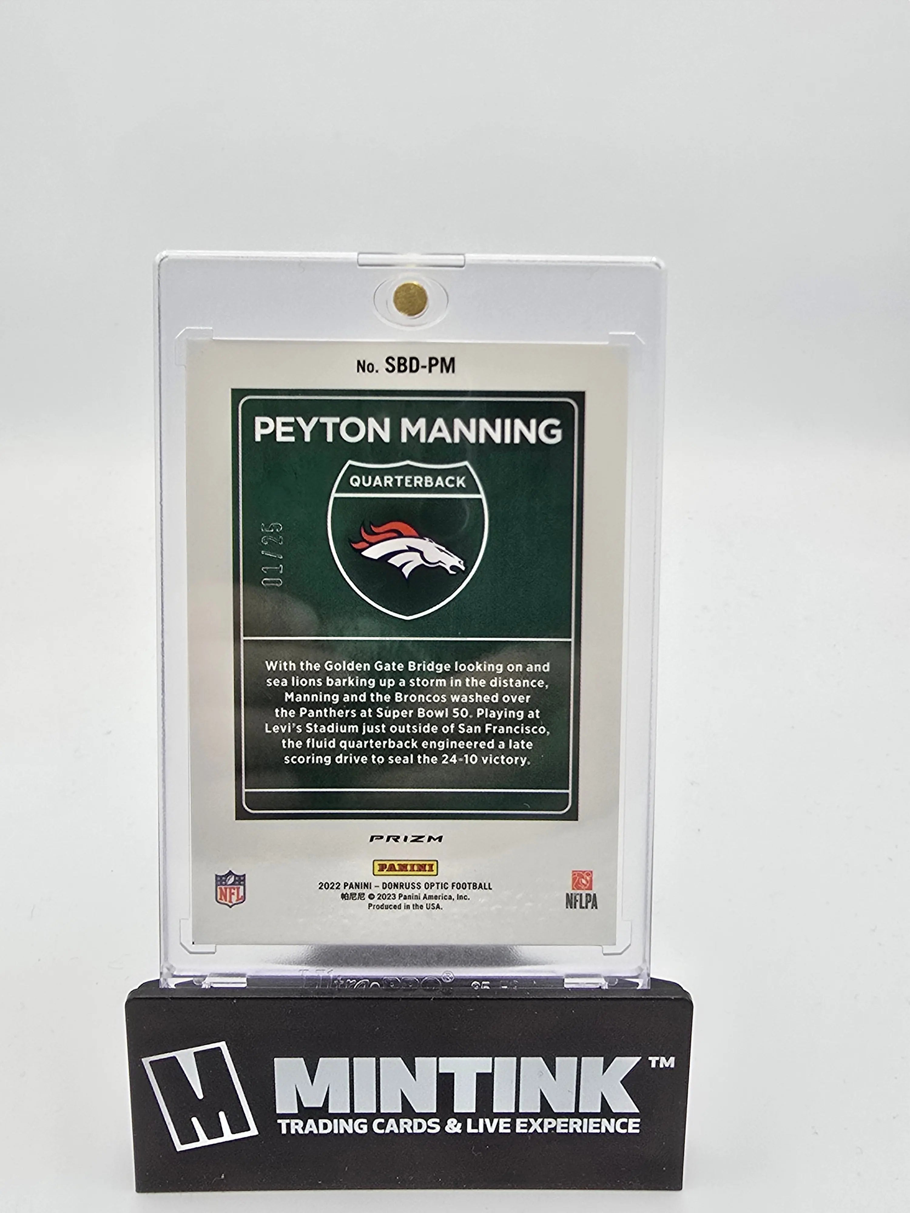 2022 Panini Donruss Optic Football Peyton Manning Black Pandora Downtown! 01/25 - Rare NFL Trading Card for Collectors & Sports Fans - Perfect for Display, Investment & Memorabilia Collections