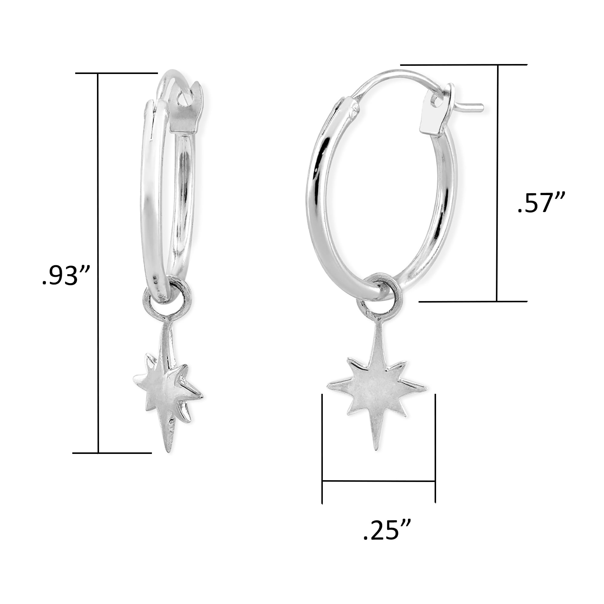 Boma Jewelry Sterling Silver Star Endless Hoop Earrings for Women - Dainty Minimalist Star Charm Huggie Hoops - Perfect for Everyday Wear, Gifts & Special Occasions