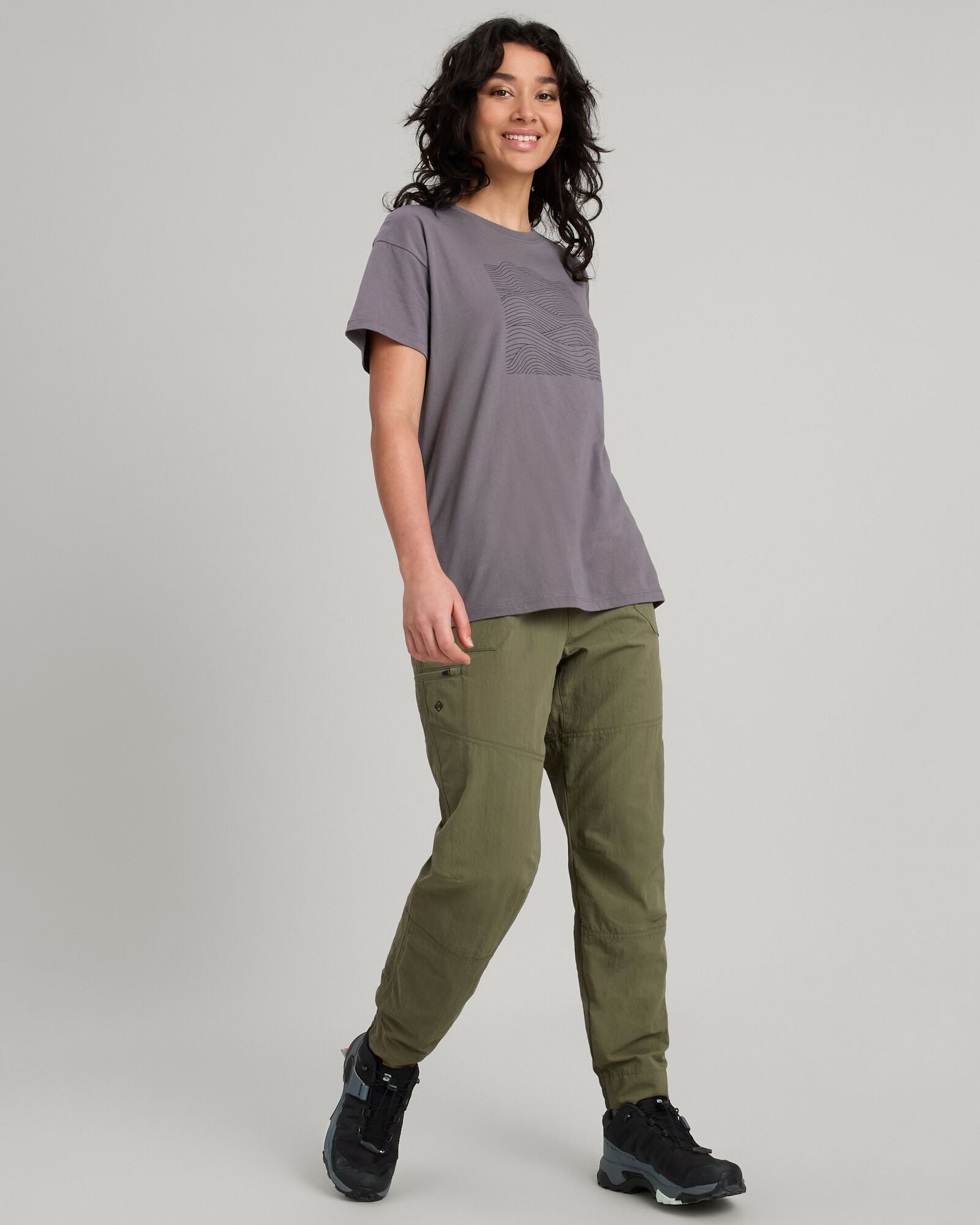 Organic Cotton Women's Ripple T-Shirt - Light Quartz Color | Soft & Breathable Casual Tee for Everyday Wear, Yoga & Outings
