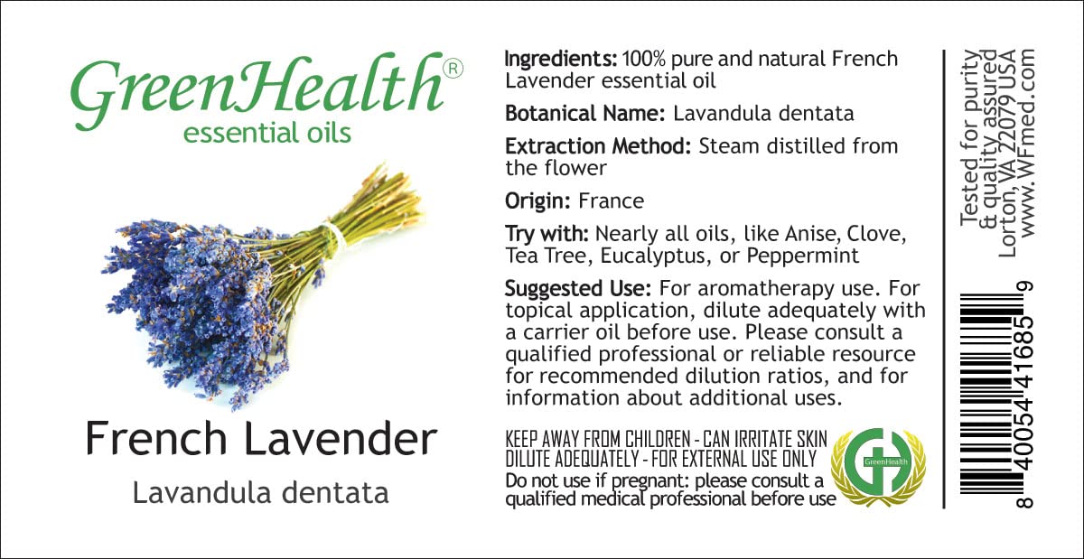 French Lavender Essential Oil 32 fl oz (946 ml) - 100% Pure Therapeutic Grade - Aluminum Bottle with Plug Cap - Aromatherapy, Massage, Relaxation & Skin Care - GreenHealth