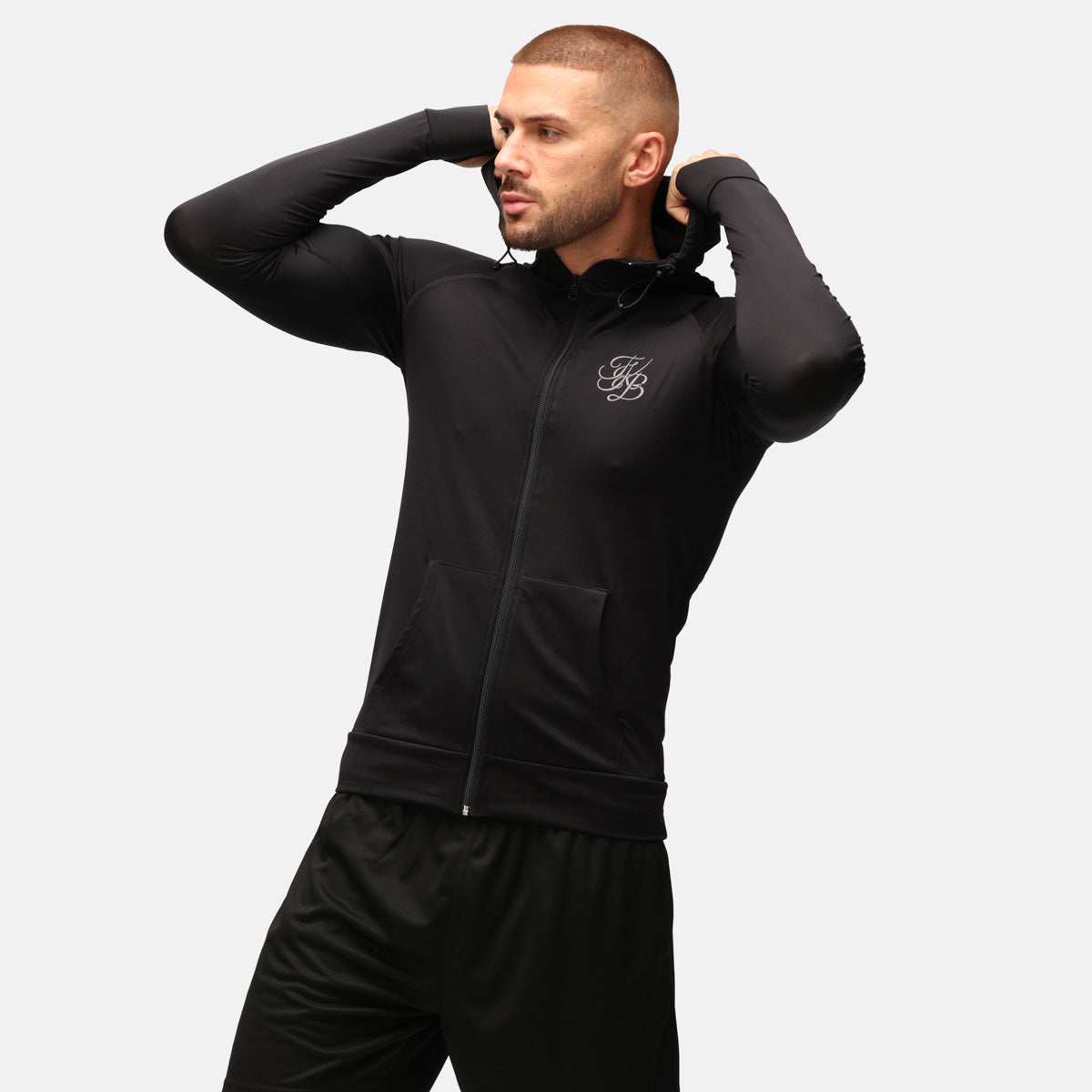 TKB Men's Jet Black Zip-Up Hoodie - Stylish & Comfortable Pullover for Casual Wear, Gym, and Outdoor Activities