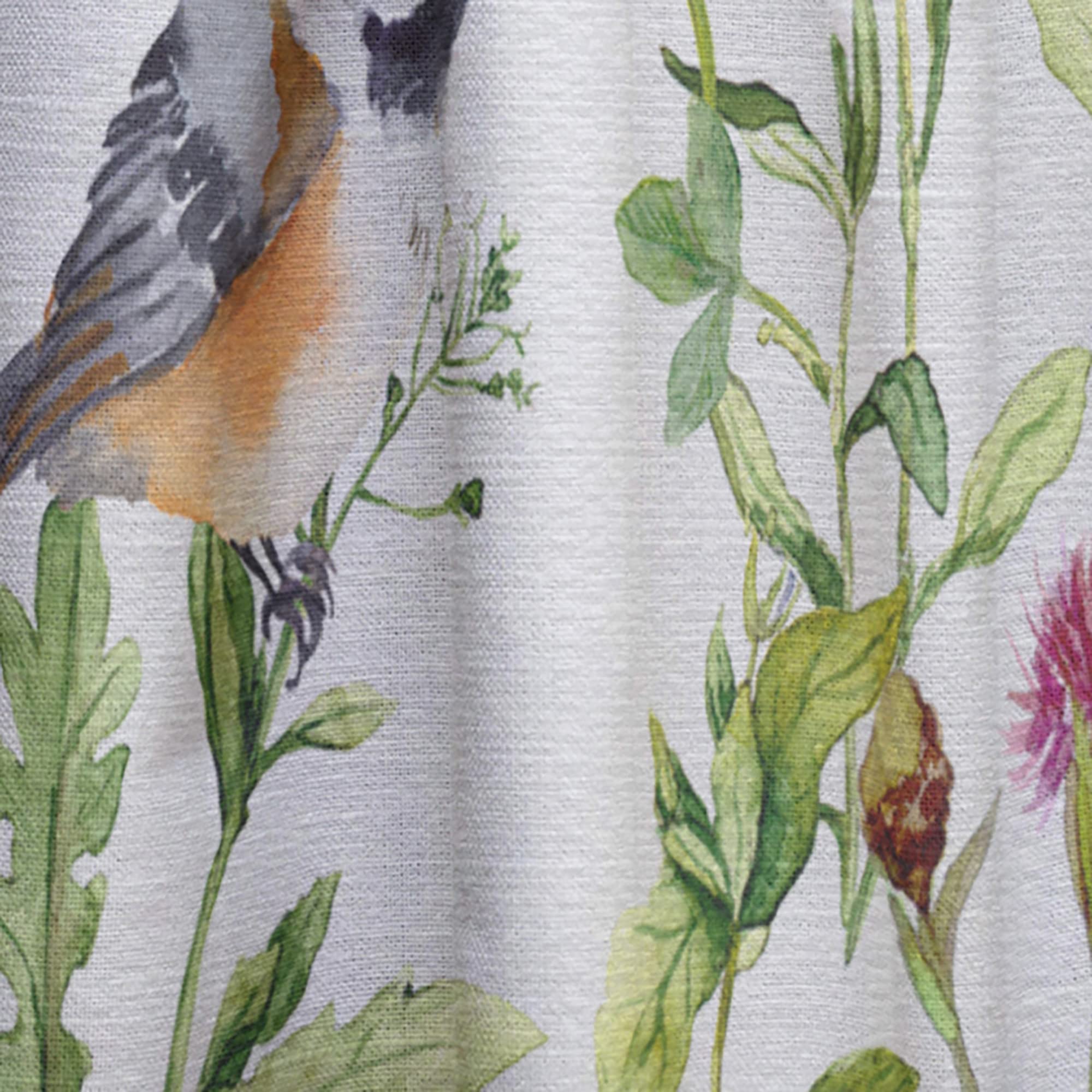 DesignQ Thermal Insulated Curtain Panel - Meadow with Butterflies, Birds & Herbs Print - 52x95 Inches - Blackout Drapes for Bedroom & Living Room - Perfect for Home Decor & Light Control