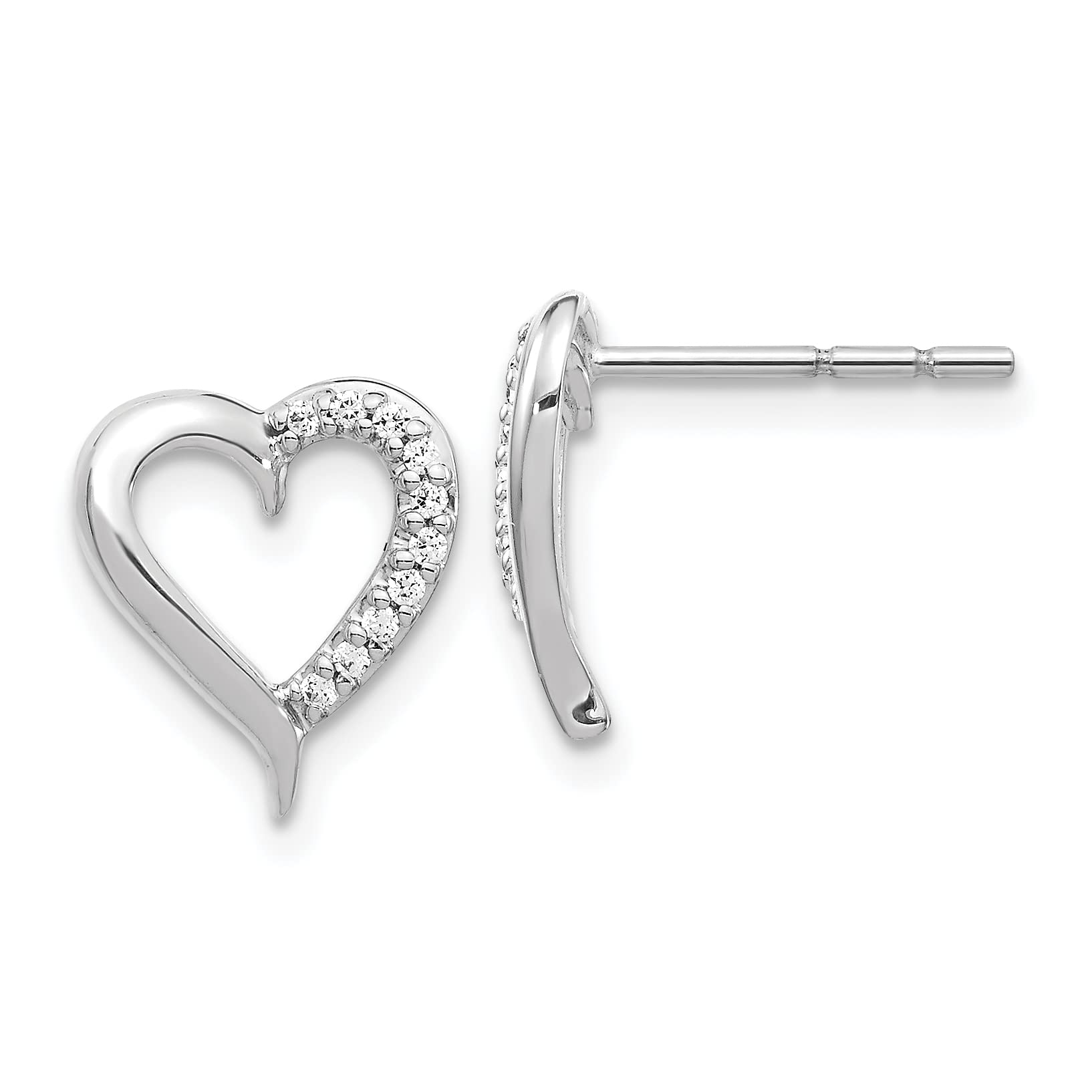 14K White Gold Diamond Heart Stud Earrings for Women - Elegant Valentine's Day Gift, Anniversary Present & Everyday Luxury Jewelry - Perfect for Date Nights, Weddings & Special Occasions