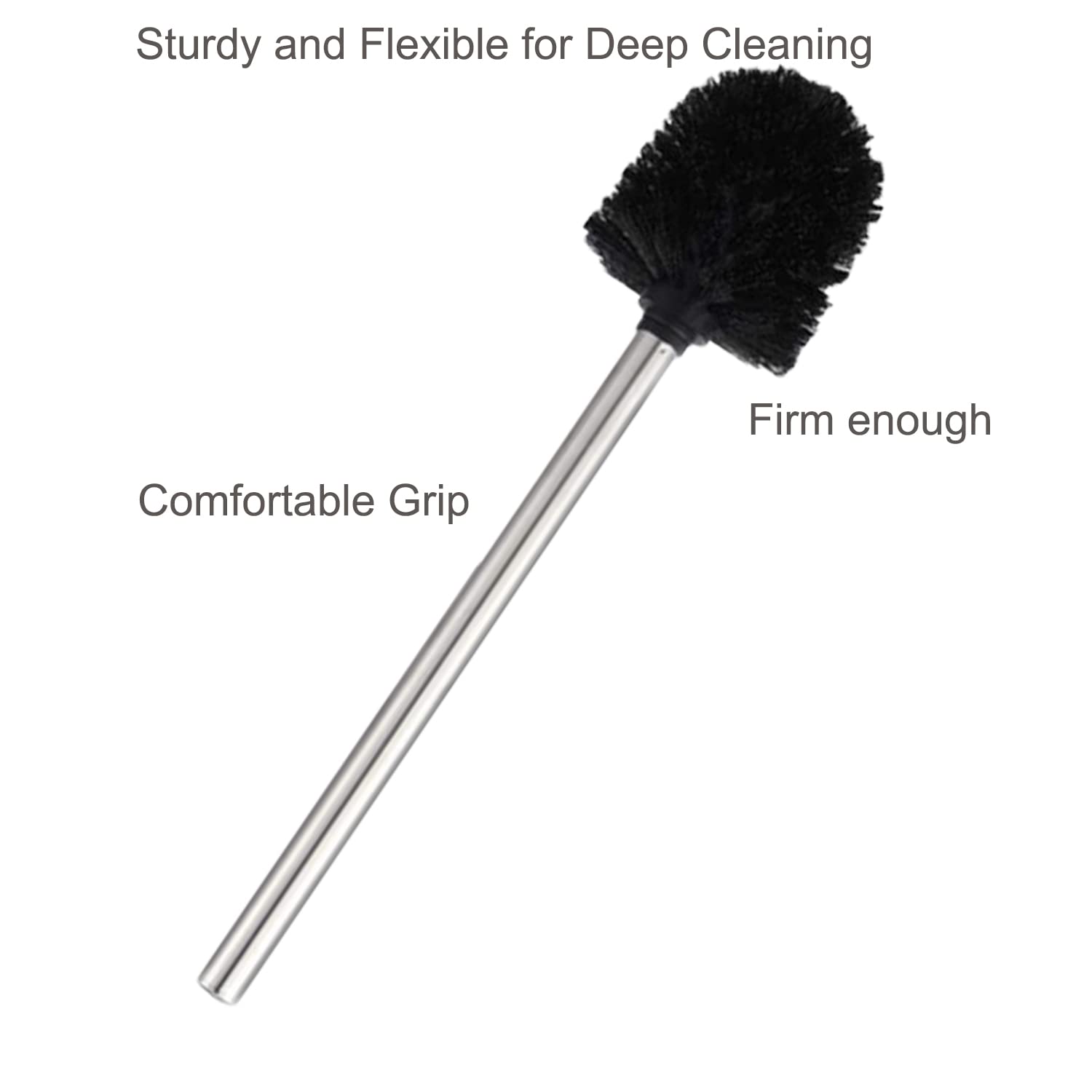 6-Pack Plastic Toilet Bowl Cleaning Brushes with Stainless Steel Handle - Durable Bathroom Scrubber for Deep Cleaning, Toilet Maintenance & Household Sanitation (Black) - Ideal for Home, Hotel & Commercial Restroom Use