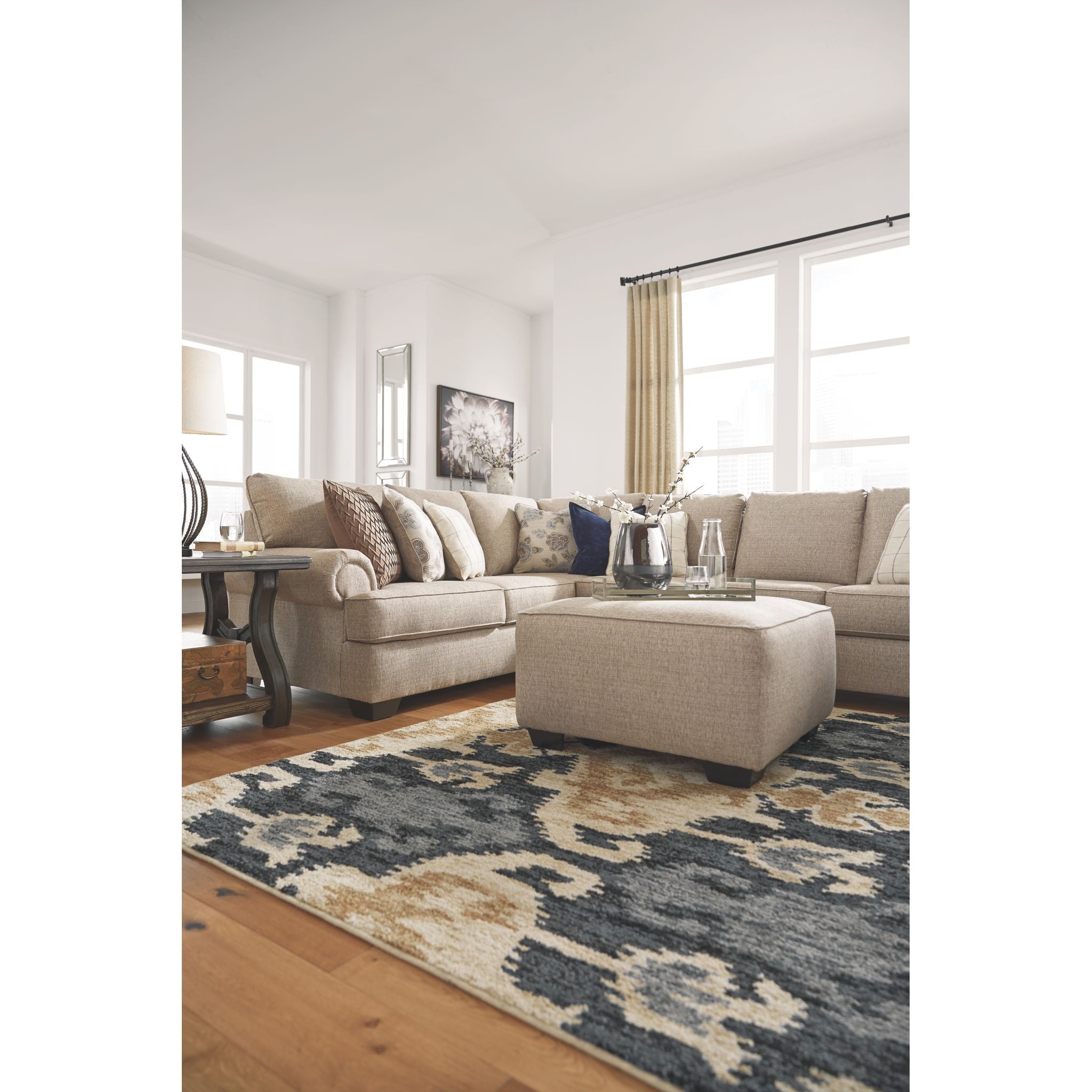 Bartlett Oversized Accent Ottoman - Hemp Fabric Storage Bench with Tufted Design | Perfect for Living Room, Bedroom & Home Decor