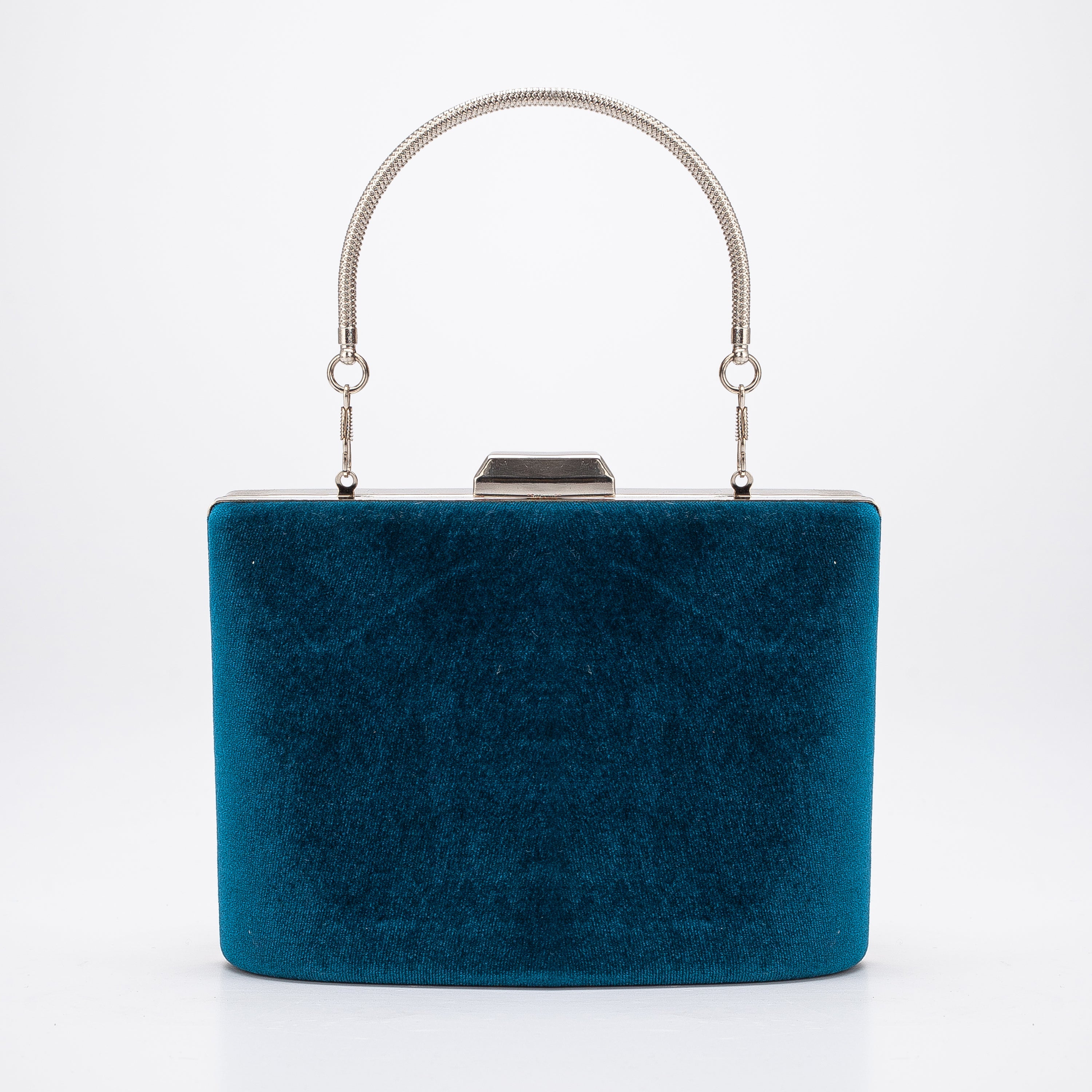 Alba Teal Blue Velvet Clutch - Elegant Evening Bag for Women | Perfect for Parties, Weddings & Special Occasions