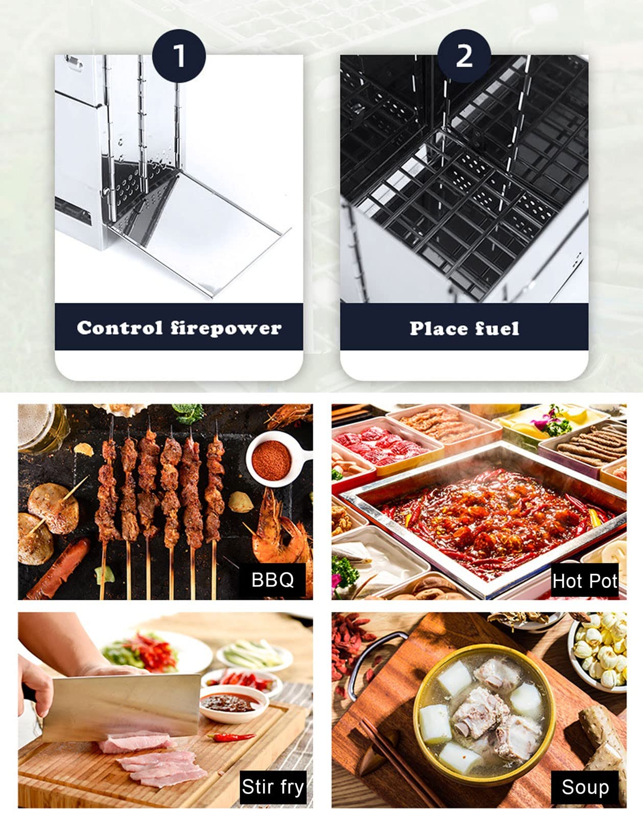 Portable Folding Camping Stove - Compact Stainless Steel Wood Burning & Charcoal Grill for Backpacking, Hiking, Picnic, BBQ & Outdoor Cooking (Size S) - Perfect for Camping Trips, Tailgating & Emergency Preparedness
