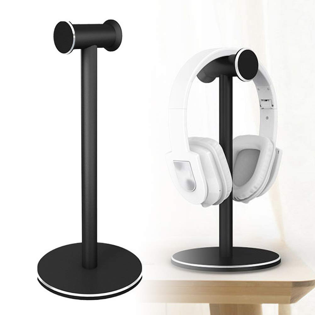 Premium Aluminum Alloy Headphone Stand - Universal Anti-Slip Headset Holder & Storage Rack for Gaming, Office, and Home Use (Black)