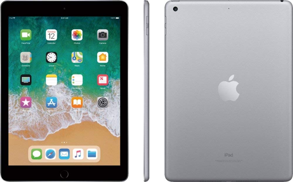 Apple iPad 5th Generation 128GB Wi-Fi Tablet - Space Gray (Renewed) for Work, Study & Entertainment