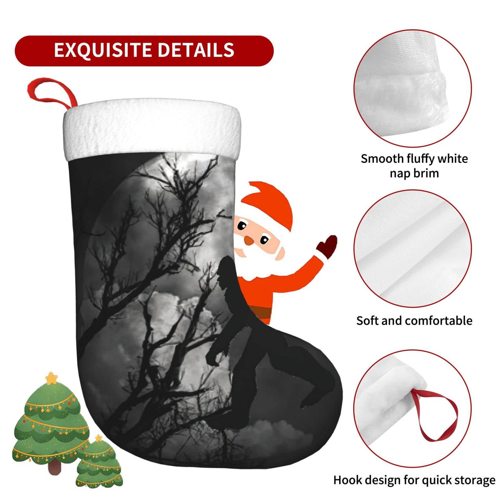 Funny Bigfoot Full Moon Personalized Christmas Stockings - Custom Holiday Decor for Fireplace, Xmas Tree & Party | Festive Stocking Hangers & Ornaments for Cozy Home Decor