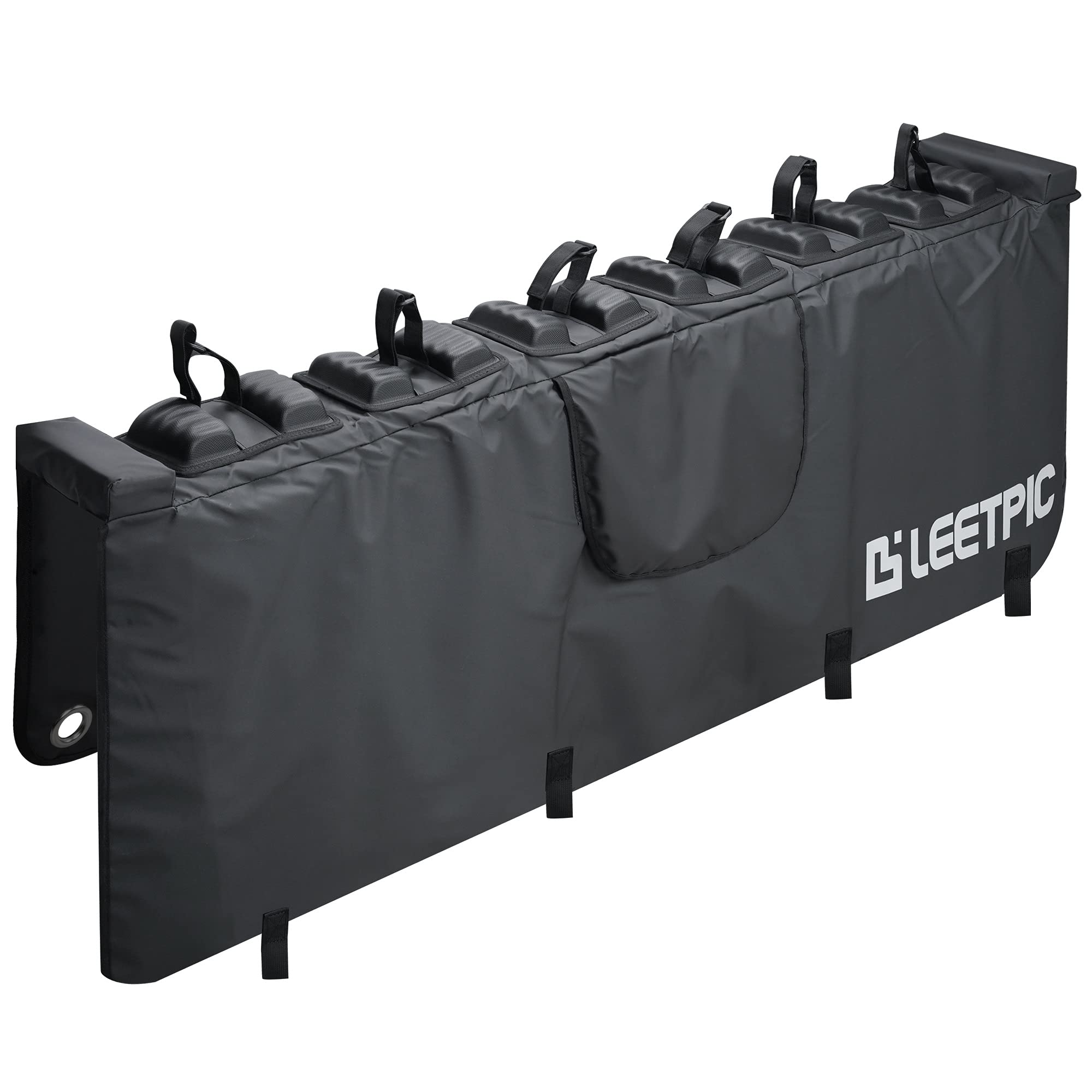 LEETPIC Reinforced Large Tailgate Bike Pad for Pickup Trucks - Heavy Duty Bike Frame Straps & Tailgate Protector - Perfect for Mountain Bikes, Road Bikes & Truck Bed Protection During Transport