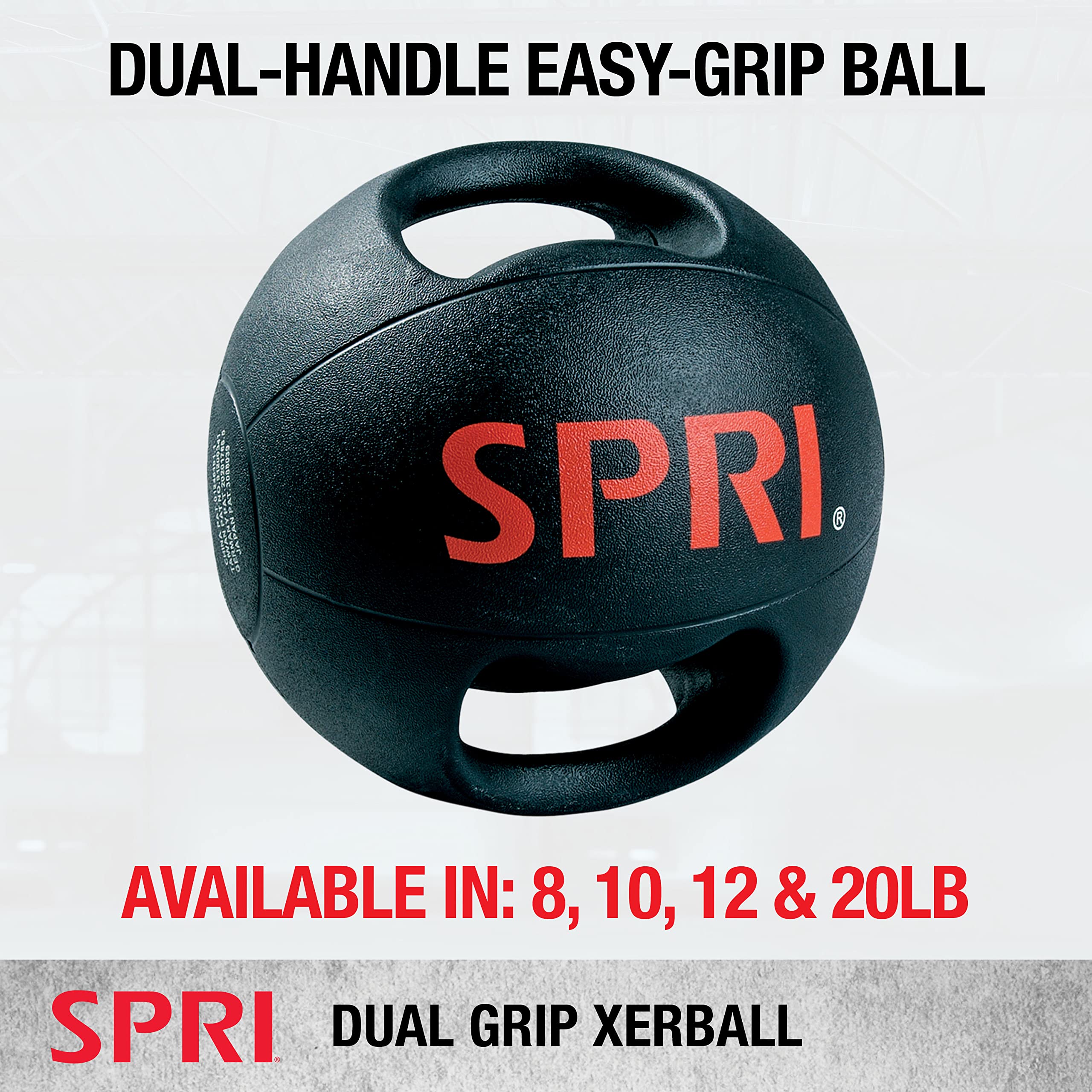 SPRI Weighted Medicine Ball with Handles for Strength Training - Perfect for CrossFit, Home Workouts & Gym Exercises