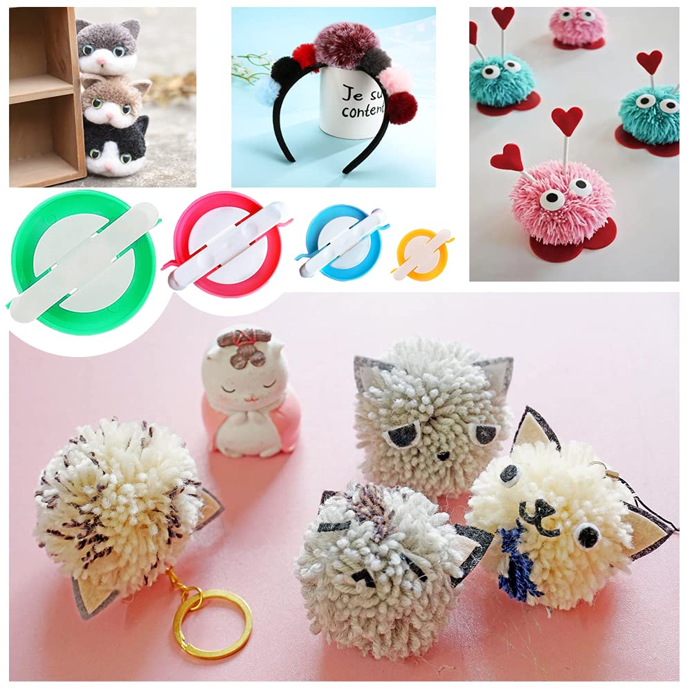 Premium Pom Pom Maker Kit - 30pcs DIY Craft Set with 8 Pom Pom Makers, 2 Scissors, 10 Plastic Needles & 10 Knitting Stitch Markers - Perfect for Wool Yarn Knitting, DIY Projects & Handmade Gifts - Great for Crafters, Knitters & Beginners