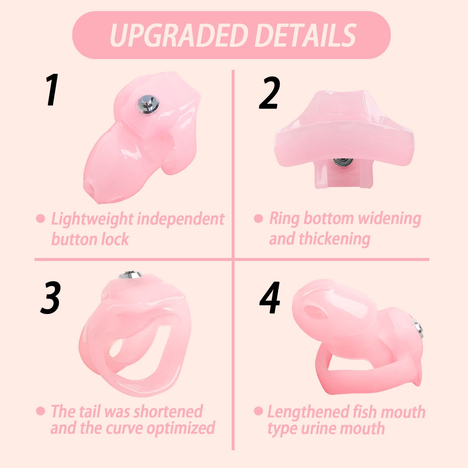 HT-V5 Lightweight Male Chastity Cage - Breathable Resin Chastity Device, Ergonomic Design for Comfort - Perfect for BDSM, Role Play & Couples Intimacy