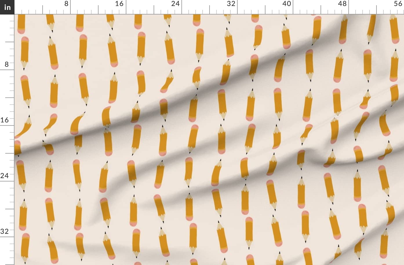 Pencils School Apples Fall Educator Teacher Neutral Printed Organic Cotton Sateen Fabric by The Yard - Perfect for Sewing, Quilting, Apparel & Home Decor | Spoonflower Premium Fabric for Teachers & Educators