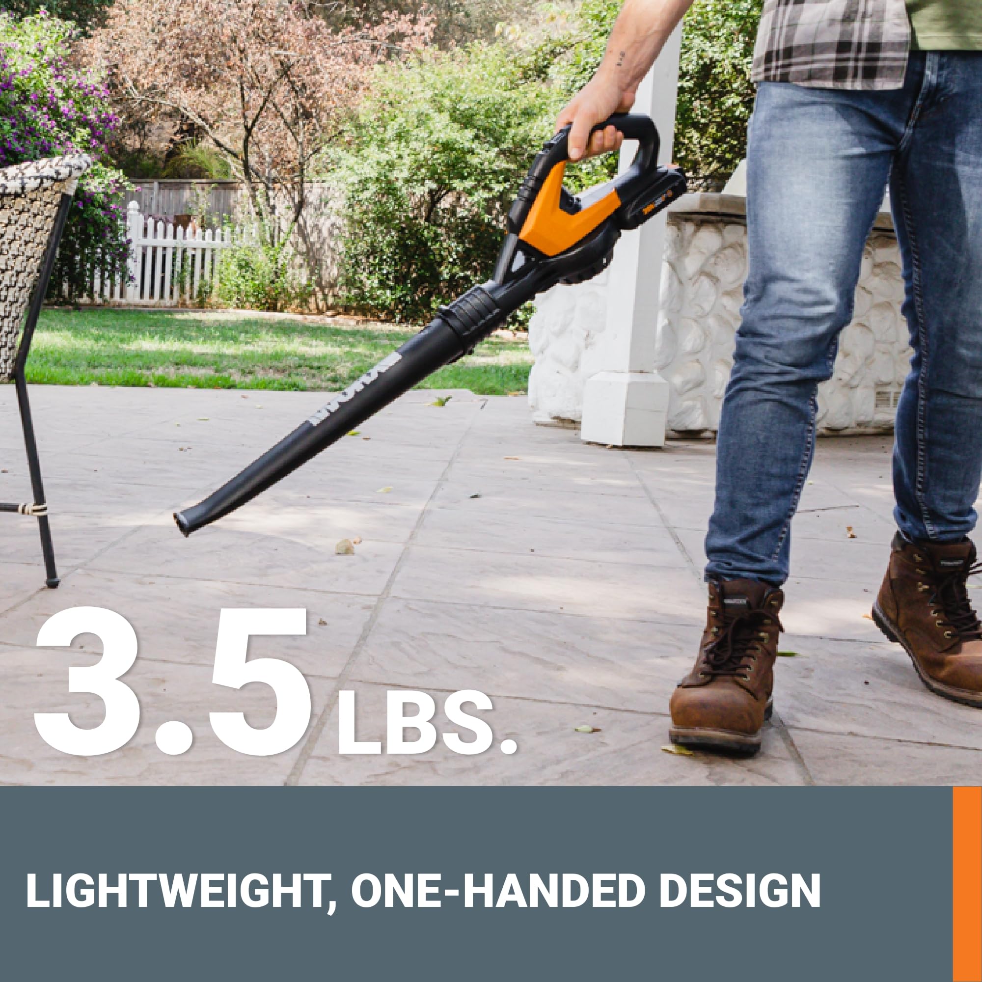 WORX 20V Cordless Leaf Blower WG545.1 - 120 MPH High Speed Airflow, Long Nozzle for Tight Spaces, 9 Attachments Included with Battery & Charger - Perfect for Yard Cleaning, Patio Maintenance, and Indoor Dust Removal