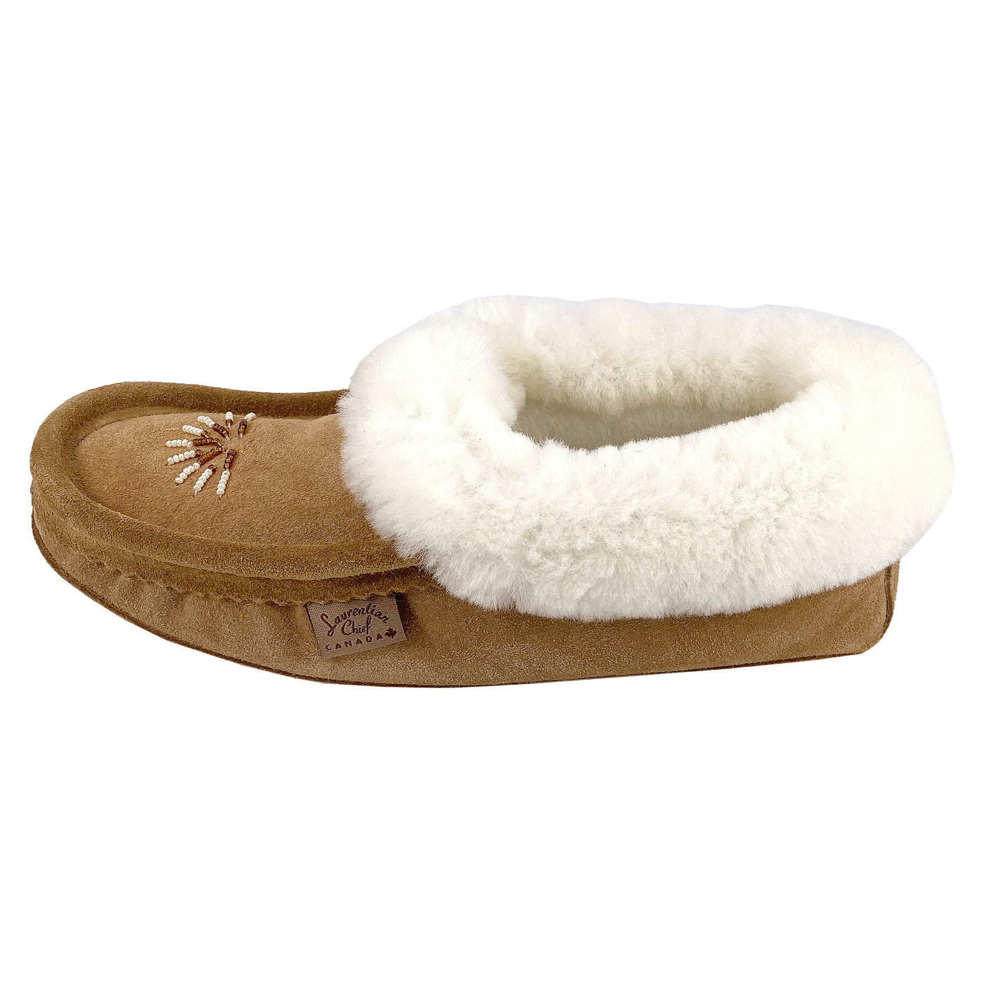 Women's Soft Sole Beaded Moccasins with Sheepskin Lining - Cozy Indoor/Outdoor House Slippers for Winter Comfort & Style