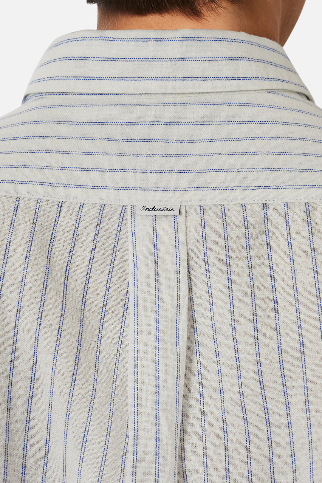 Perugia Men's Casual Button-Down Shirt - Classic White & Navy Stripe for Business, Office, and Smart Casual Outfits