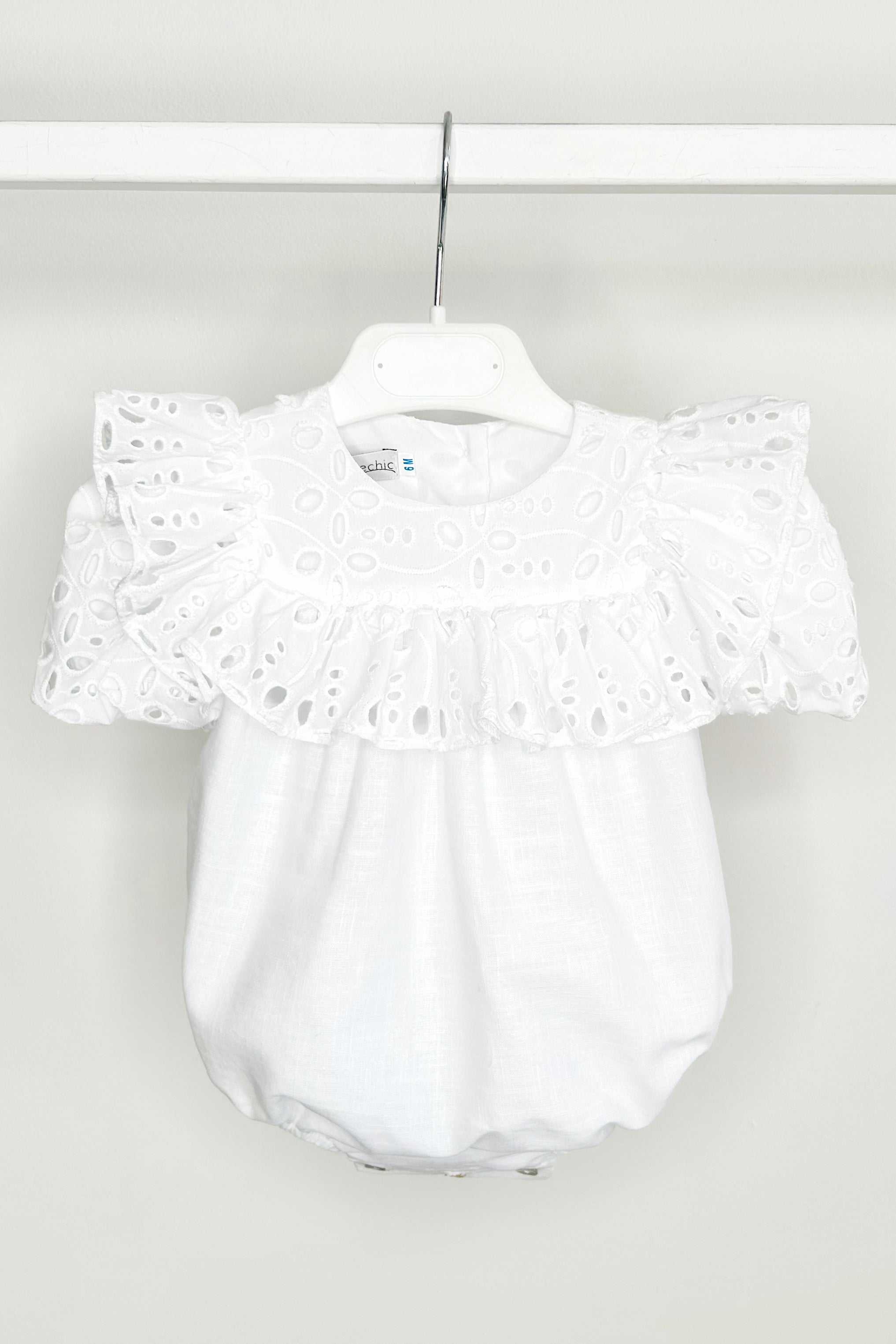 Liora White Broderie Anglaise Romper - Stylish Baby Girls' Summer Outfit for Photoshoots, Parties & Casual Wear