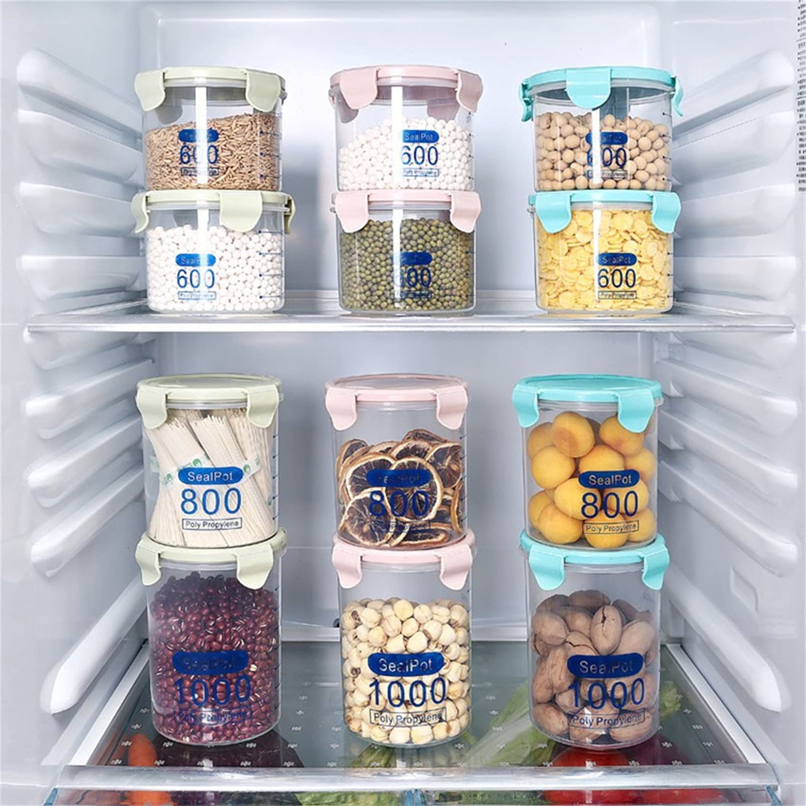 2022 Newest Transparent Plastic Sealed Food Storage Canisters - Airtight Kitchen Storage Containers for Flour, Sugar, Coffee & Dry Goods | Keep Food Fresh Longer | Ideal for Pantry Organization & Meal Prep