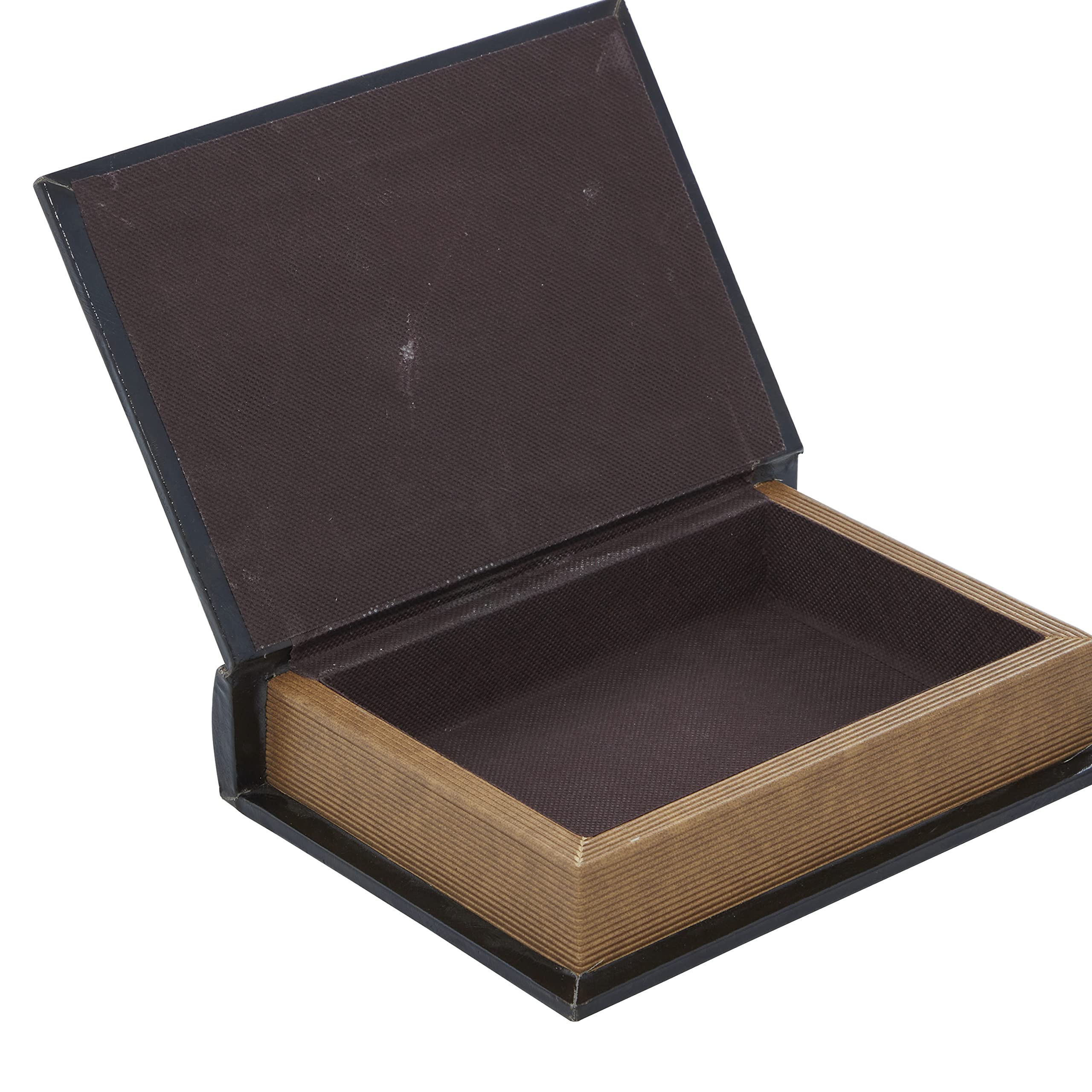 Deco 79 Set of 3 Wooden Decorative Book-Shaped Storage Boxes with Faux Leather Detailing - 13