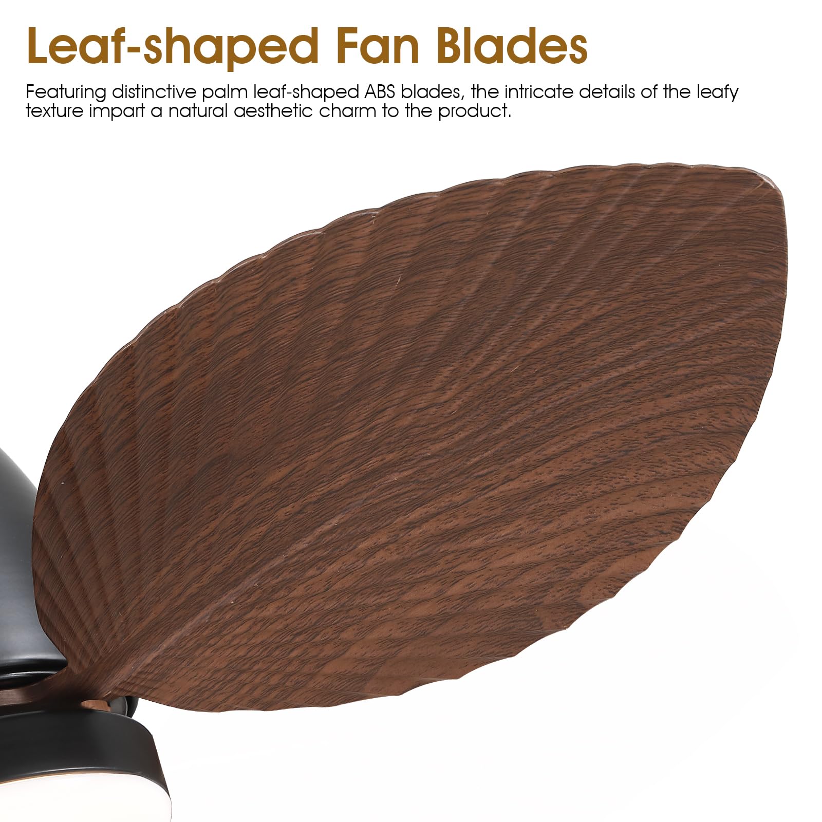 30 Inch Low Profile Ceiling Fan with Lights - Remote & APP Control Flush Mount Tropical Palm Leaf Design - Small Outdoor Ceiling Fan for Patio, Porch, Bedroom & Living Room - Energy Efficient & Quiet - Brown