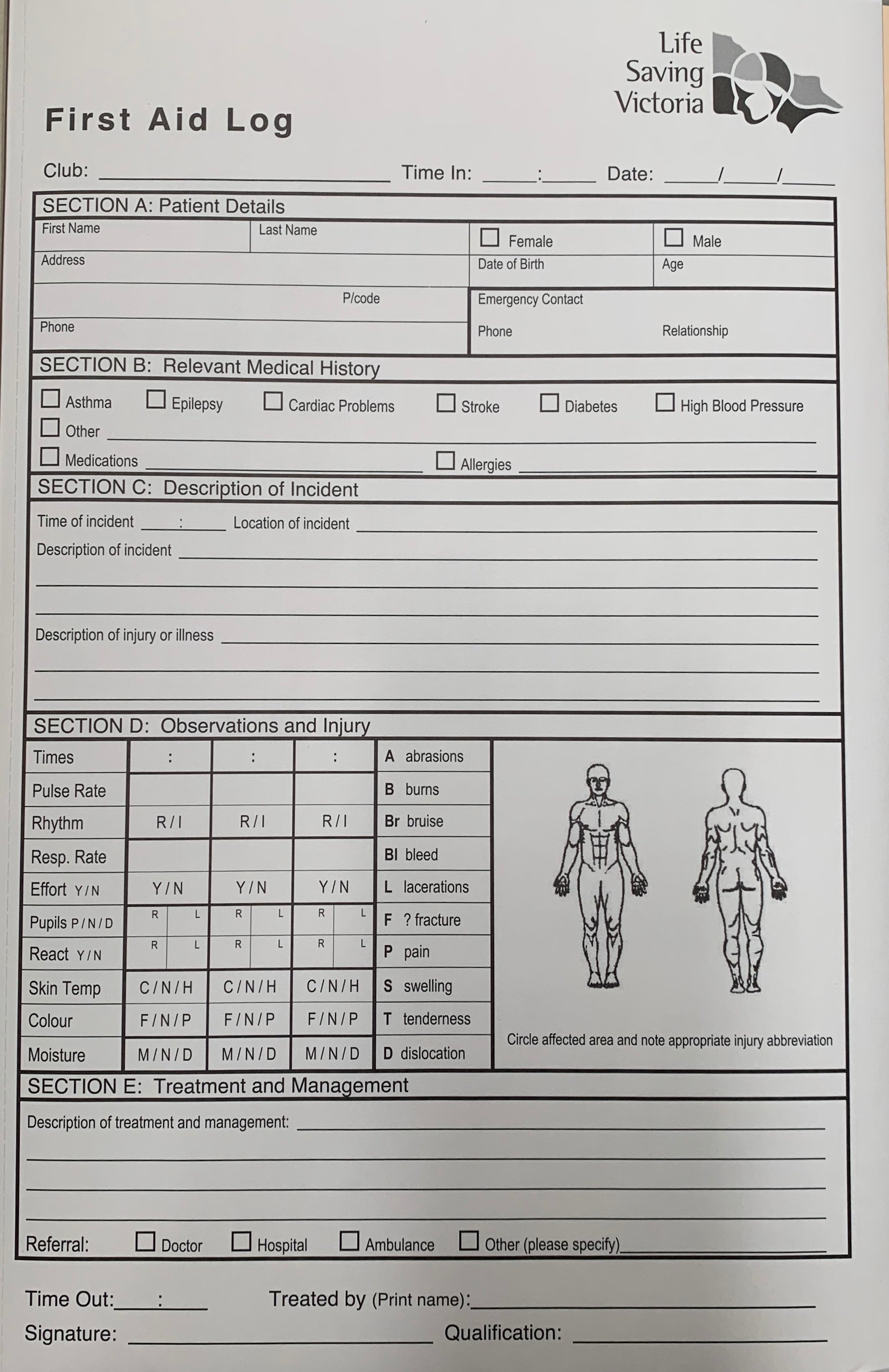 LSV First Aid Log Book - Emergency Medical Record Keeper for Workplace Safety & Compliance | Perfect for OSHA Inspections, First Responders & Safety Training