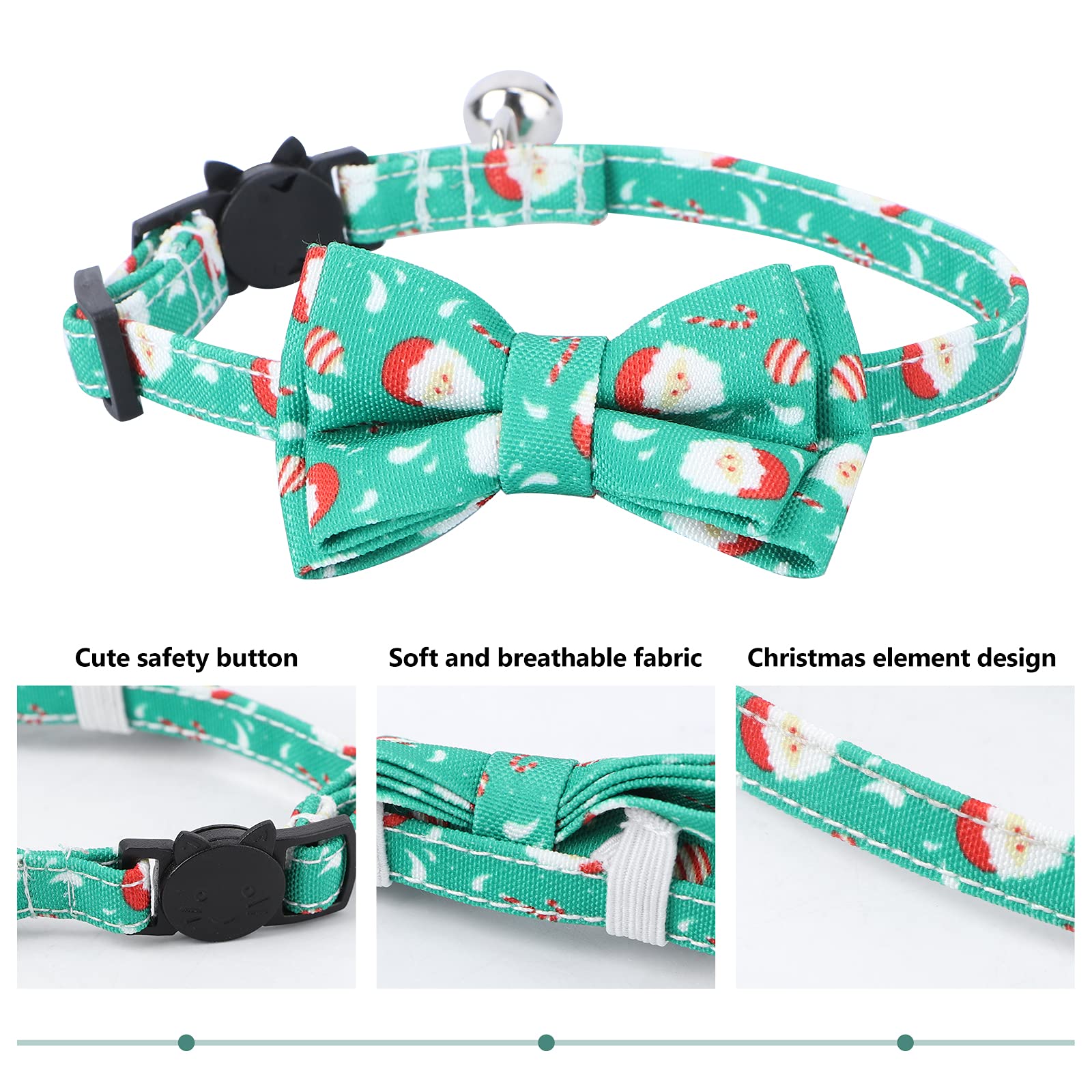 Festive Santa Cat Collar with Jingle Bells - Christmas Pet Costume for Parties & Cosplay