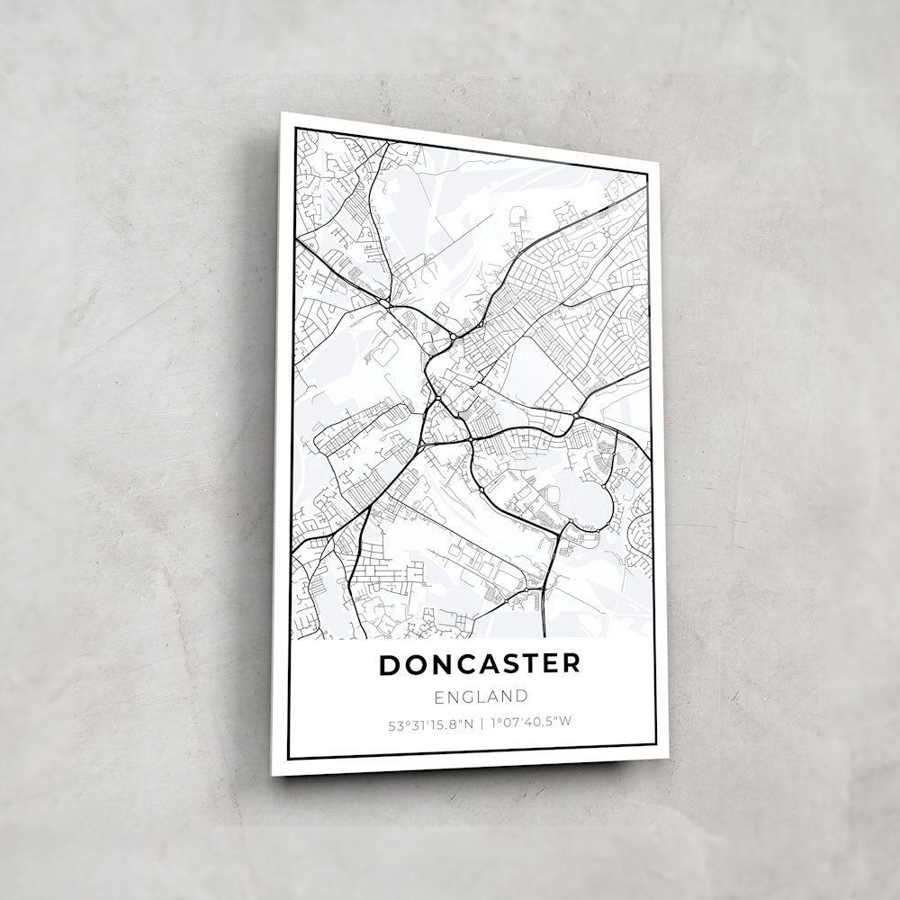 Doncaster Map Glass Art - Handcrafted Glass Wall Decor for Home & Office - Perfect for Living Room, Bedroom, or Gift Giving