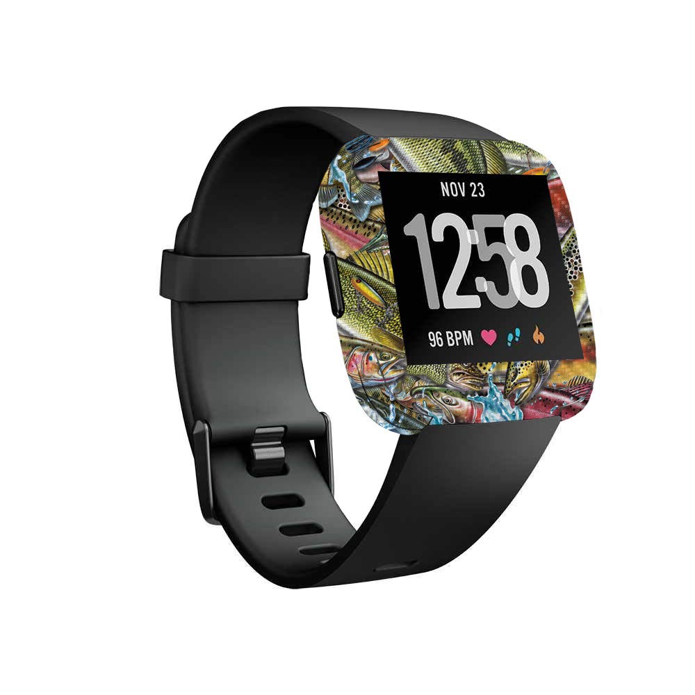 Premium Carbon Fiber Skin for Fitbit Versa - Fish Puzzle Design | Durable Protective Cover with Textured Finish | Easy to Apply & Remove | Made in USA | Perfect for Workouts, Daily Wear & Style Customization